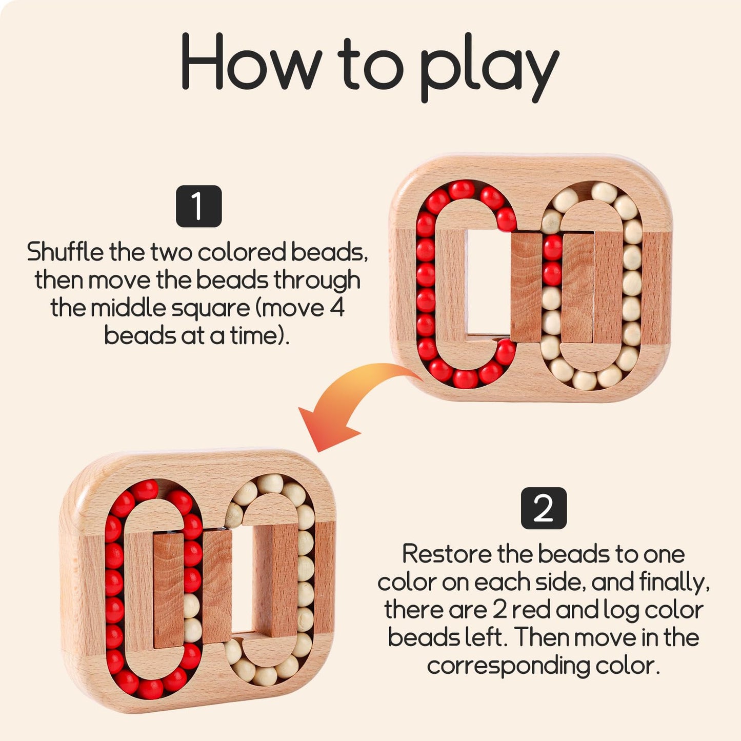Lyreh Rotating Magic Bean Puzzle – Wooden Fidget Cube Spinner