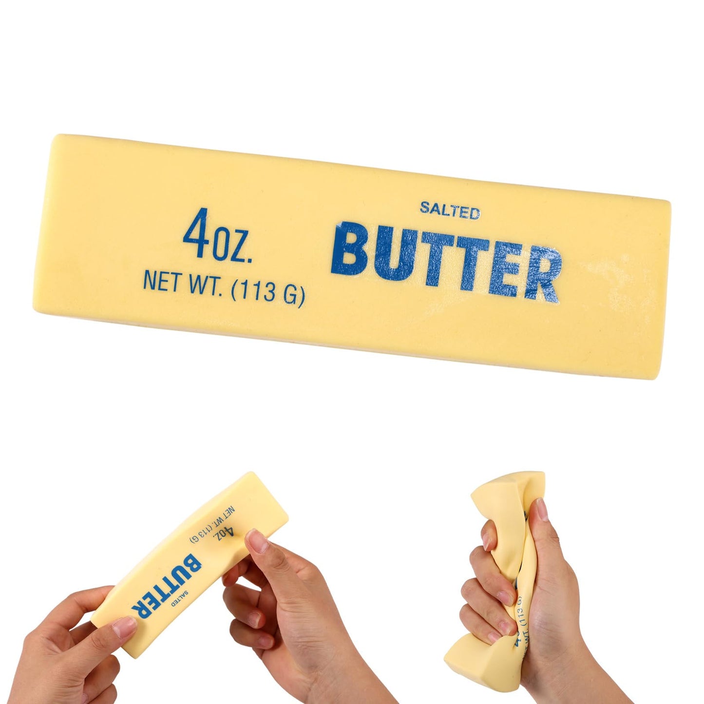 Lyreh 3pcs Squeeze Butter Toy – PU Slow Rising Fidget Butter Stick (Light Yellow)