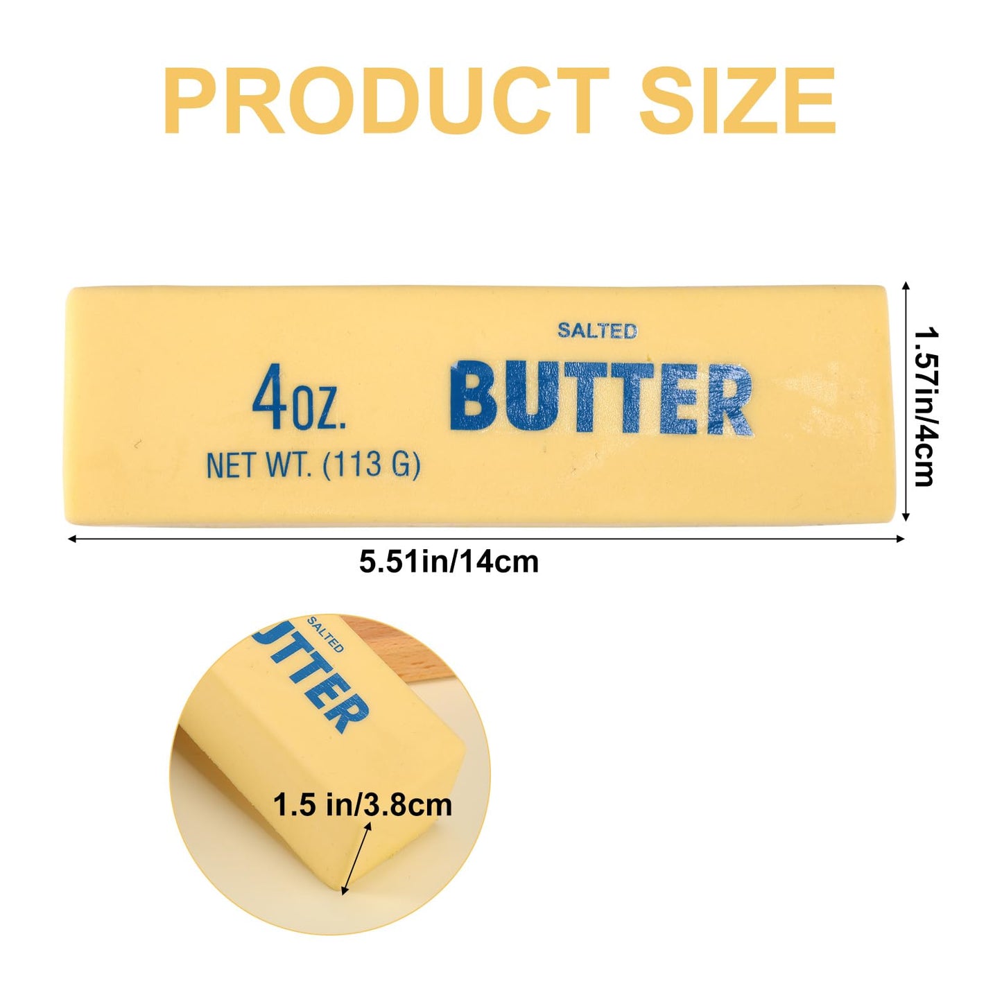 Lyreh 3pcs Squeeze Butter Toy – PU Slow Rising Fidget Butter Stick (Light Yellow)