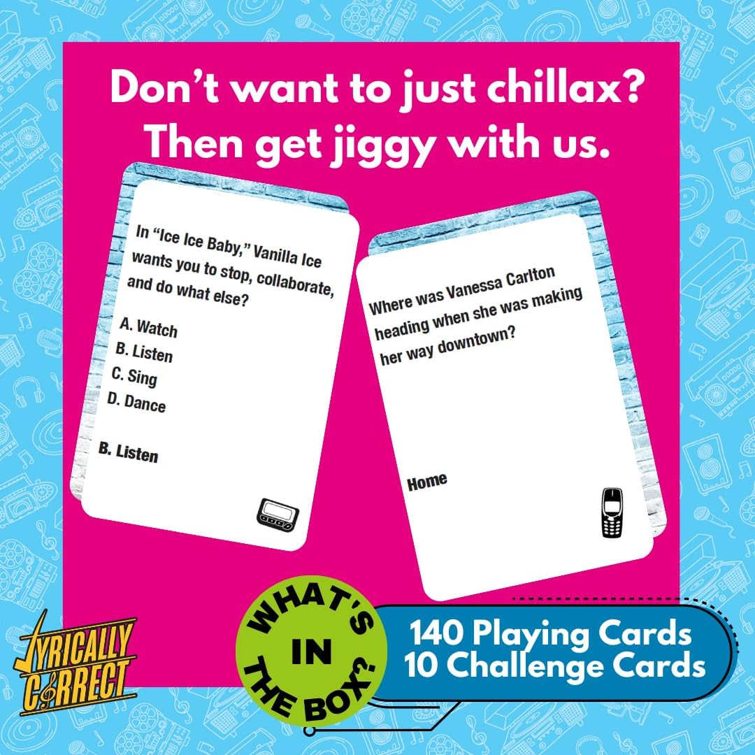 Lyrically Correct '90s & 2000s Pop Edition - Finish The Lyrics Trivia Card Game