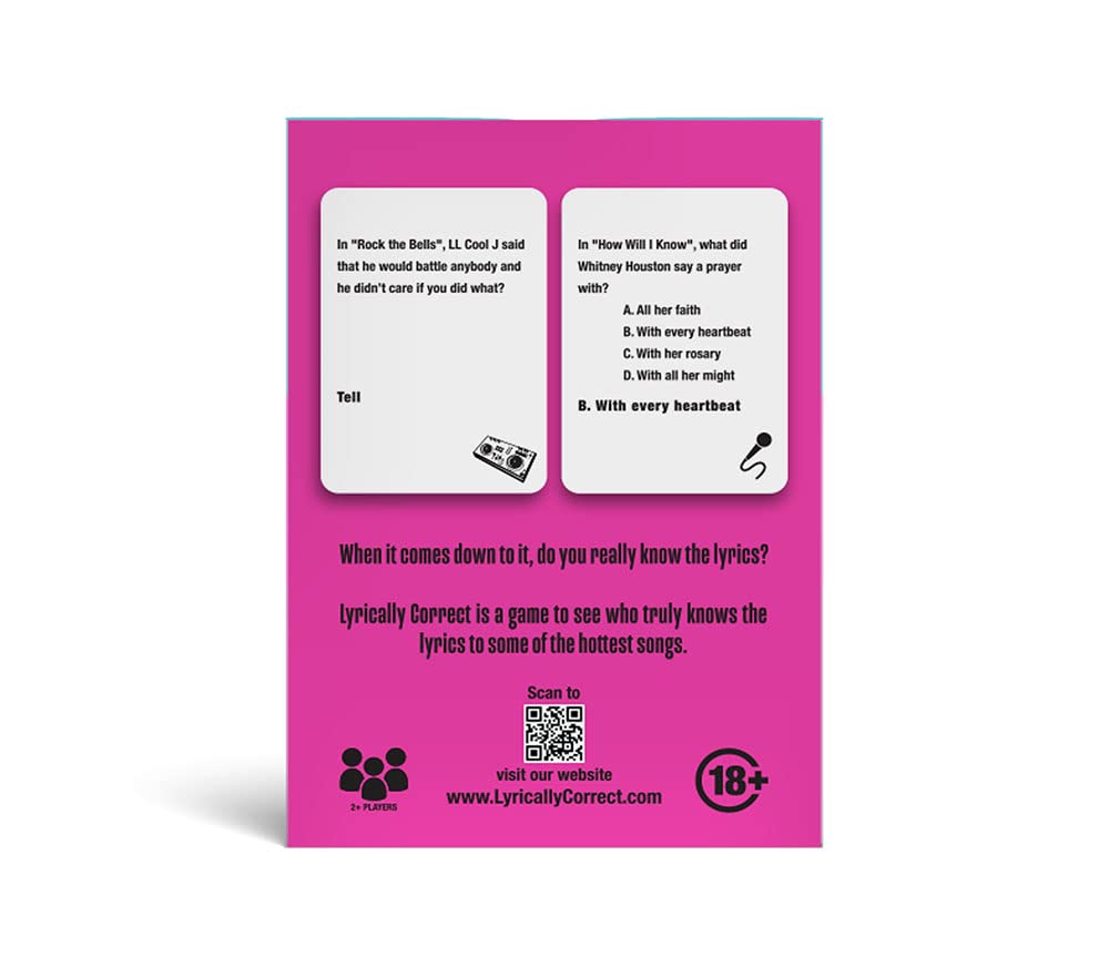 Lyrically Correct '80s Mixtape Card Game – Finish The Lyrics Challenge for Parties & Family Nights