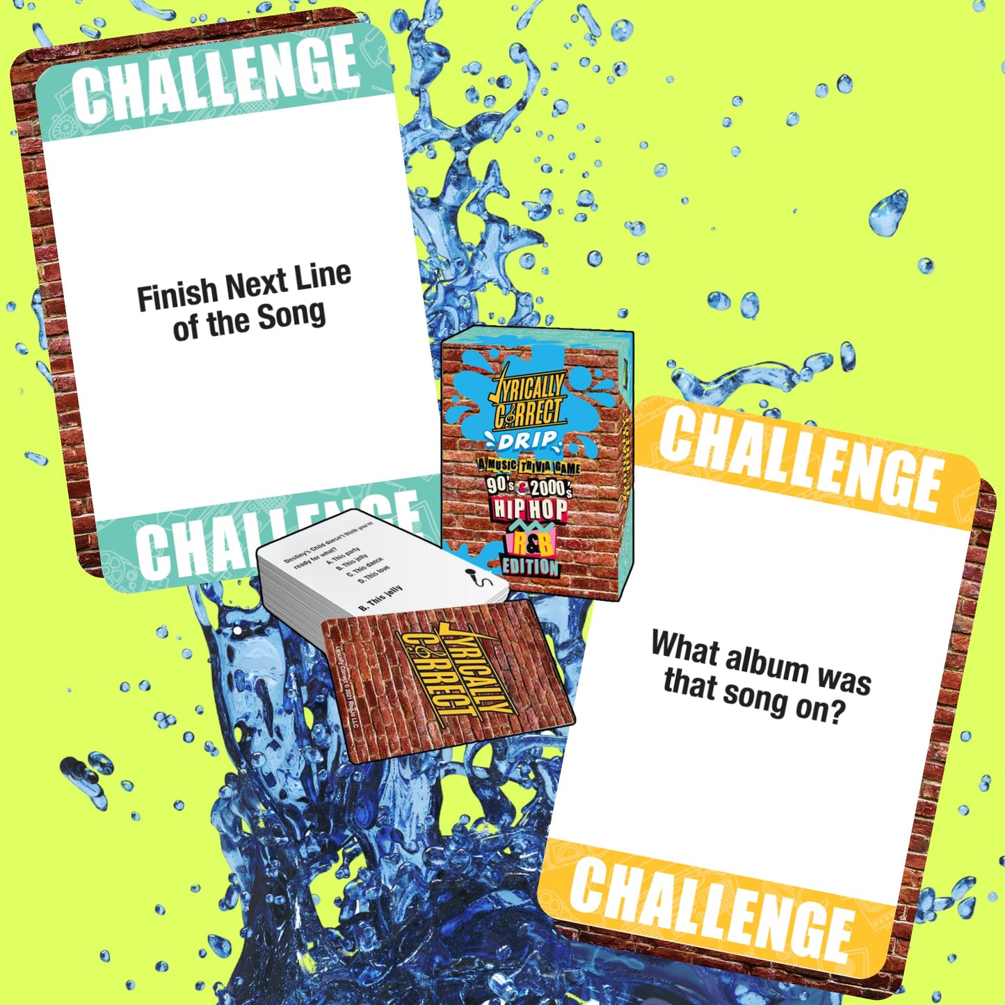 Lyrically Correct OG Waterproof Trivia Card Game - 90s/2000s Hip Hop & R&B, Splash-Proof & Portable