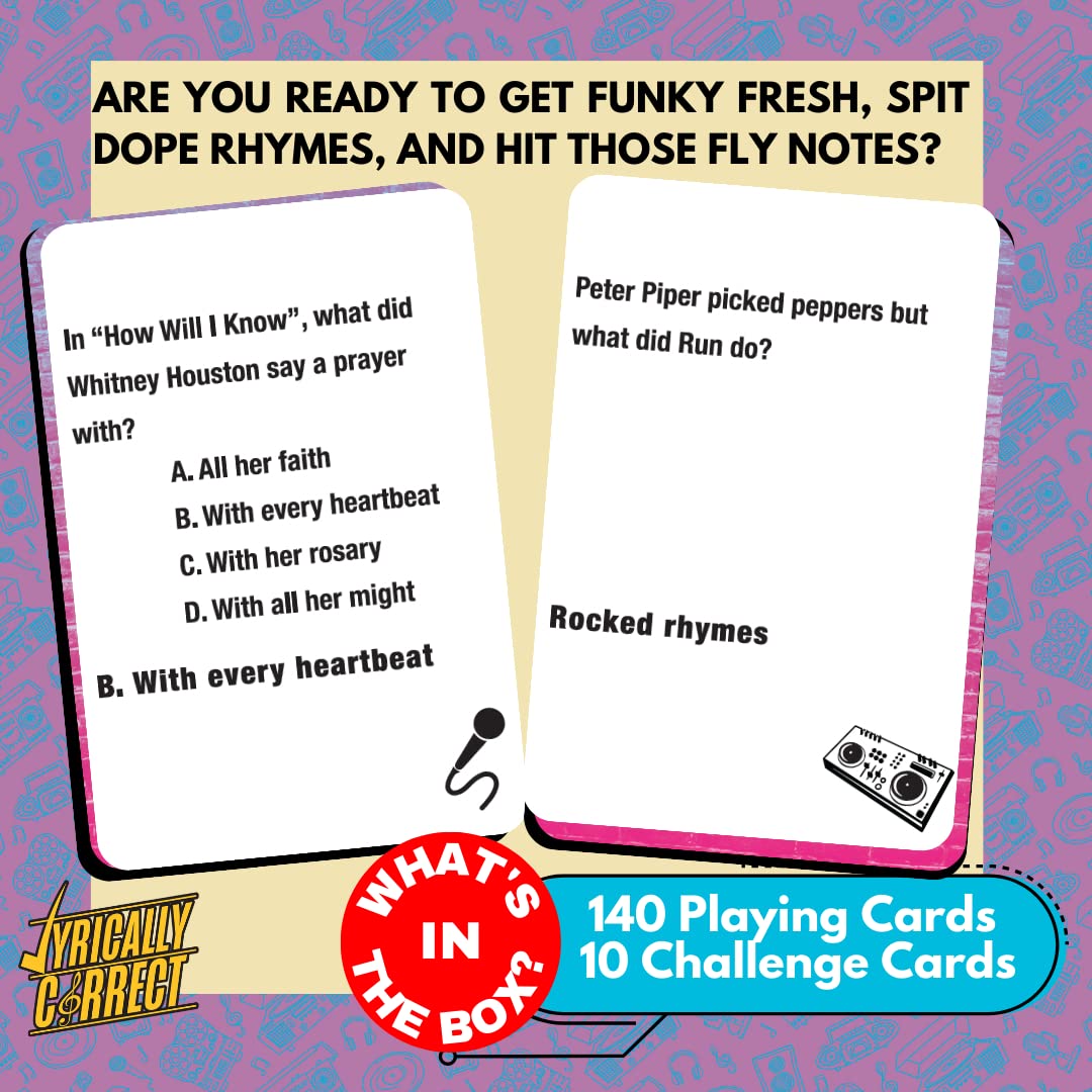Lyrically Correct '80s Mixtape Card Game – Finish The Lyrics Challenge for Parties & Family Nights