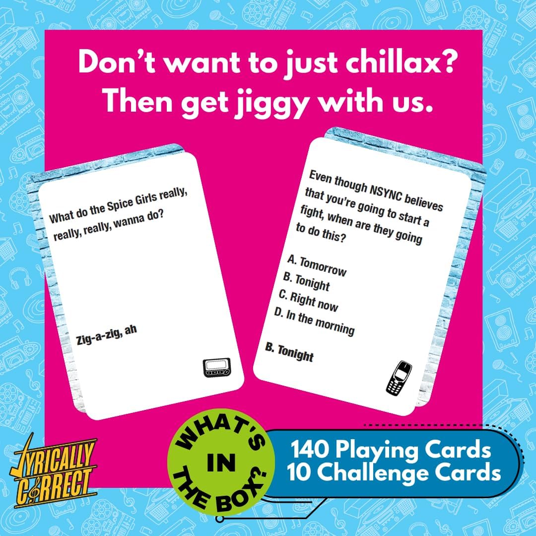 Lyrically Correct '90s & 2000s Pop Edition - Finish The Lyrics Trivia Card Game