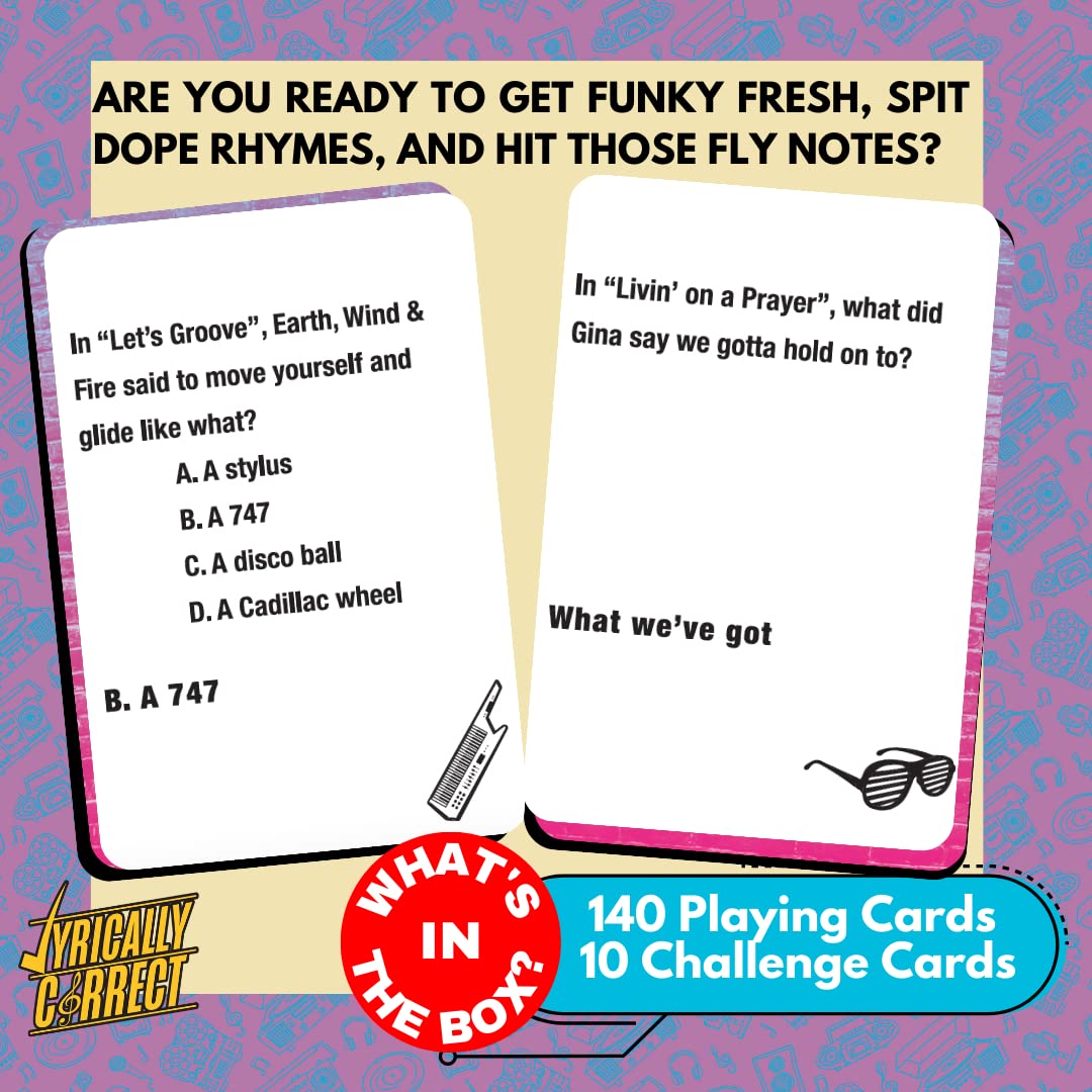 Lyrically Correct '80s Mixtape Card Game – Finish The Lyrics Challenge for Parties & Family Nights