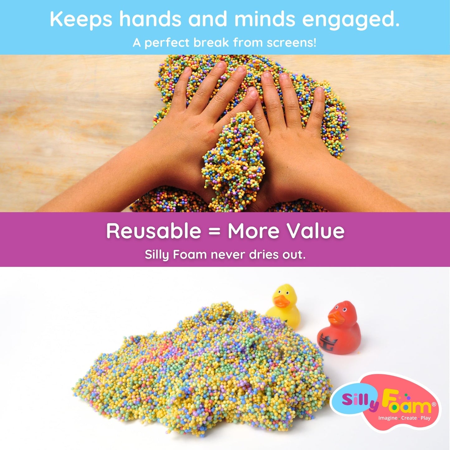 LYRK Collections Silly Foam Beads – 2-Pack, 12-Color No-Mess Modeling Beads for Kids (Ages 3+)