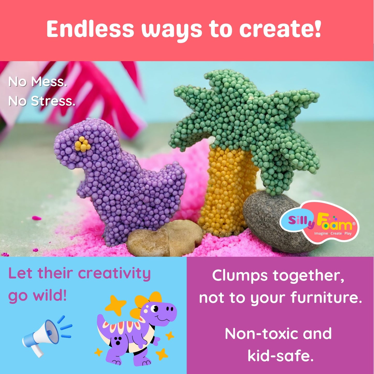 LYRK Collections Silly Foam Beads – 2-Pack, 12-Color No-Mess Modeling Beads for Kids (Ages 3+)