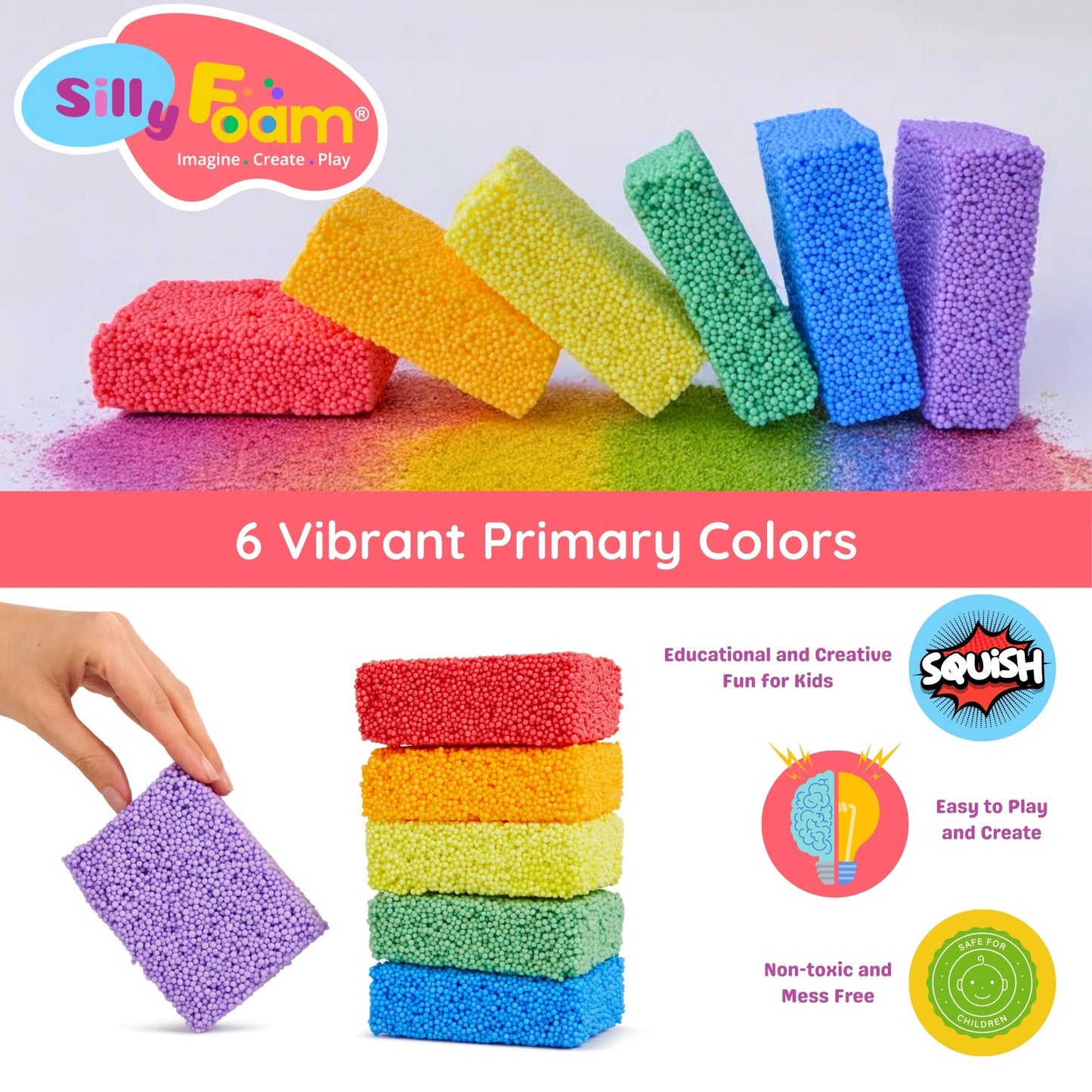 LYRK Collections Silly Foam: 2-Pack of 6 Primary Colors for Kids