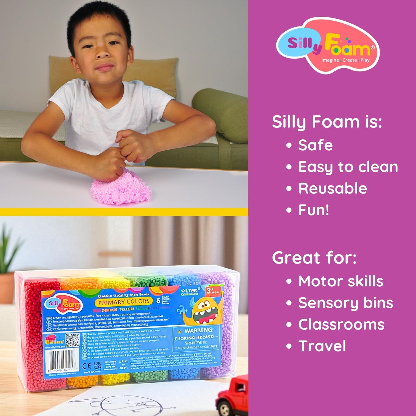 LYRK Collections Silly Foam: 2-Pack of 6 Primary Colors for Kids