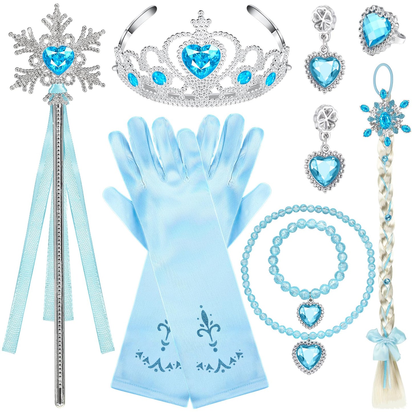 Lyrow 8-Piece Princess Dress Up Set | Wig, Crown & Jewelry for Girls
