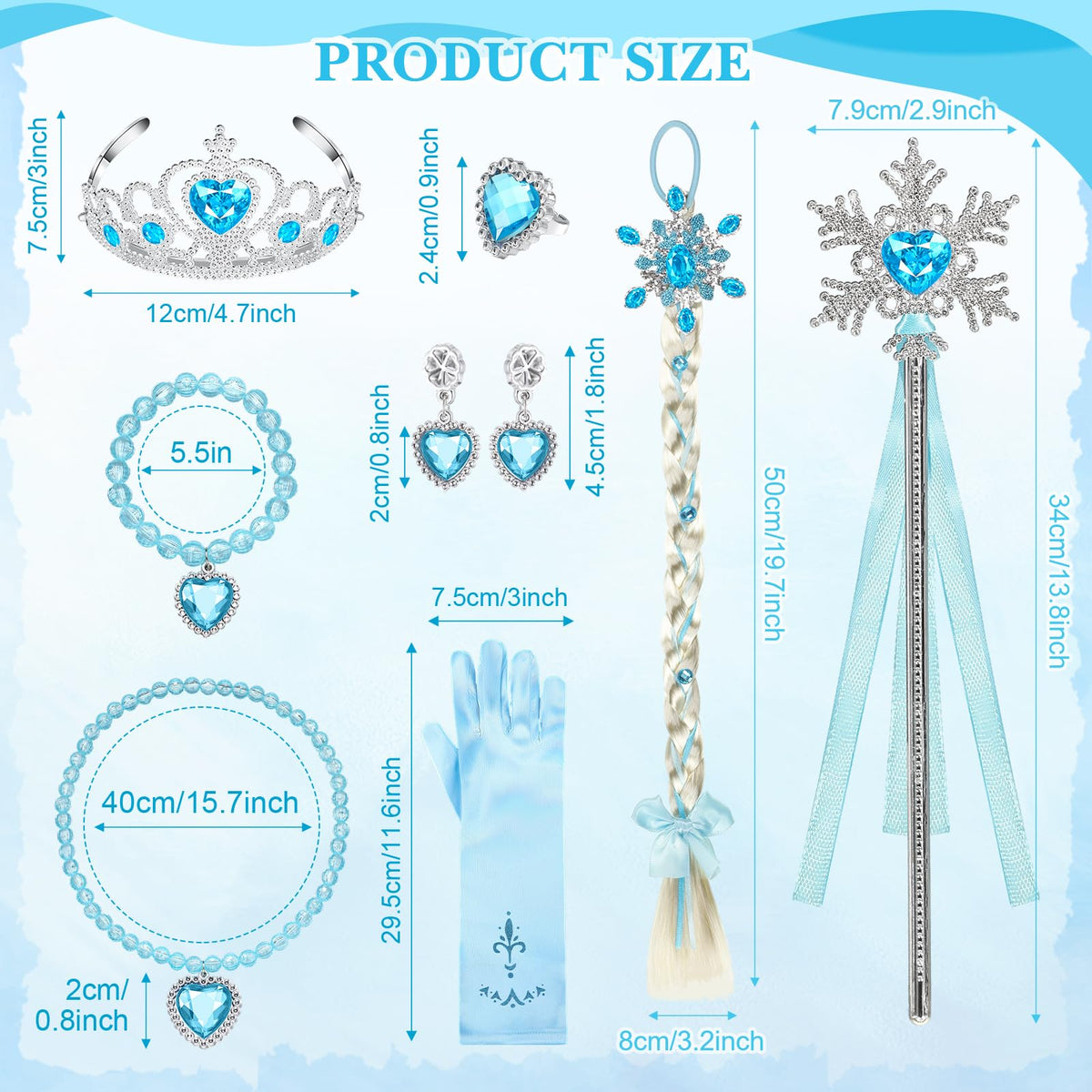Lyrow 8-Piece Princess Dress Up Set | Wig, Crown & Jewelry for Girls
