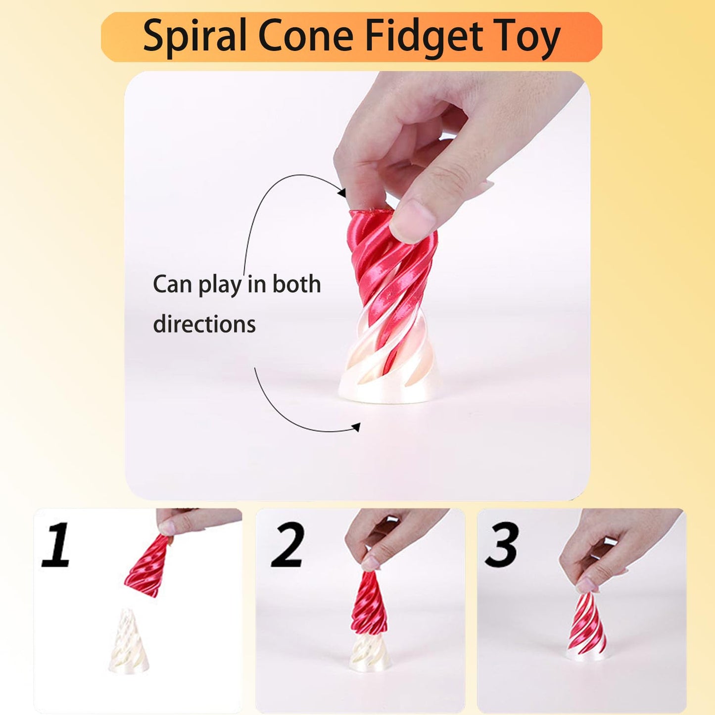 Lyzbbsoy 6Pcs Spiral Cone Fidget Toy – Impossible Cone & Pyramid Passthrough, 3D Printed Desk Deco
