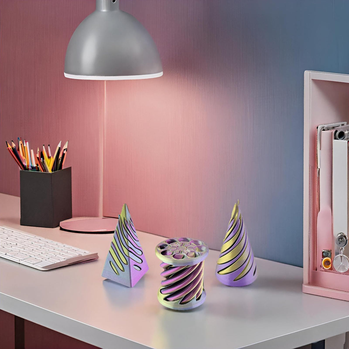 Lyzbbsoy Impossible Cone Spiral Fidget Toy – 3-Pack 3D Printed Vortex Pyramid for Desk Decor
