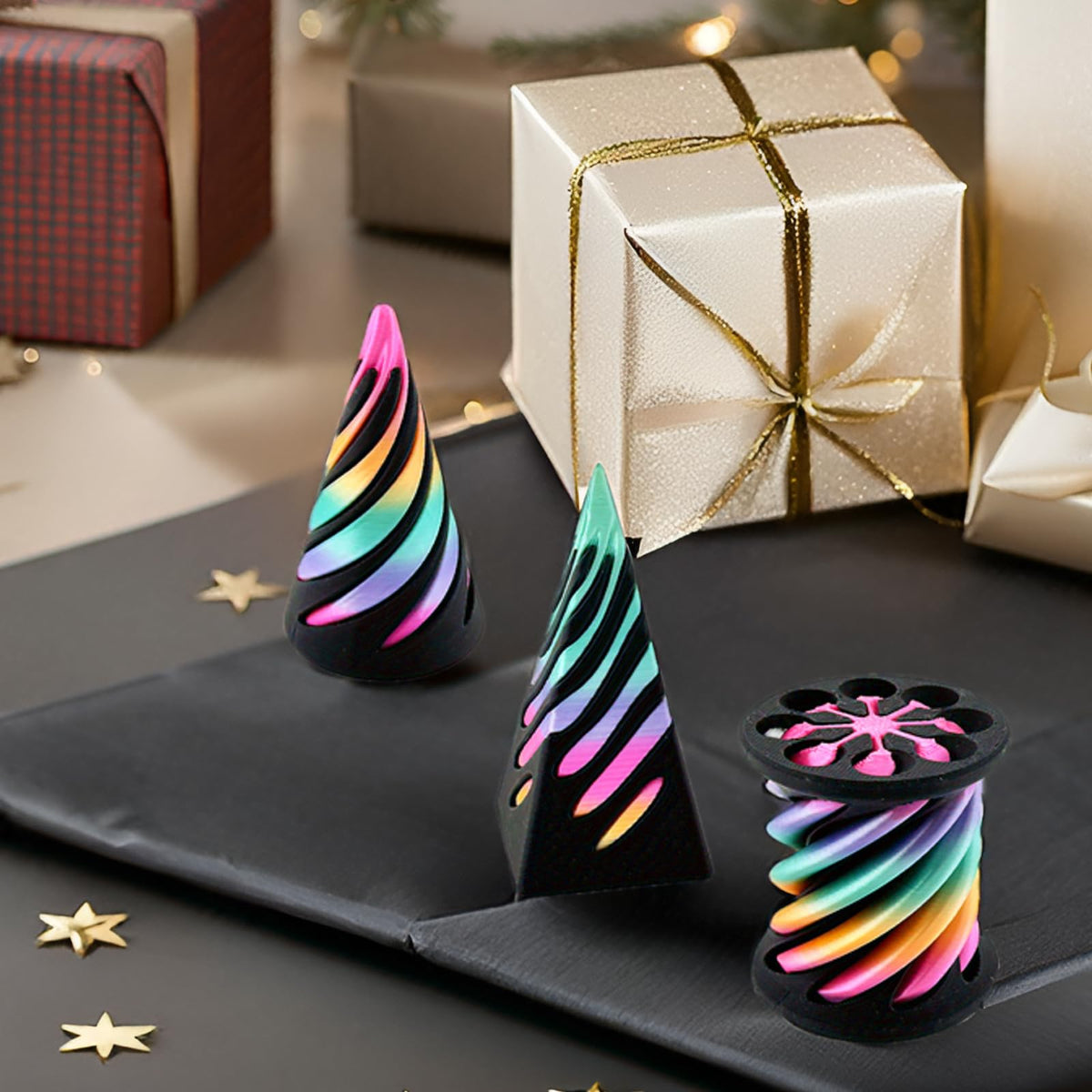 Lyzbbsoy 3-Pack Impossible Cone & Spiral Cone Fidget Toy – 3D Printed Spiral Pyramid