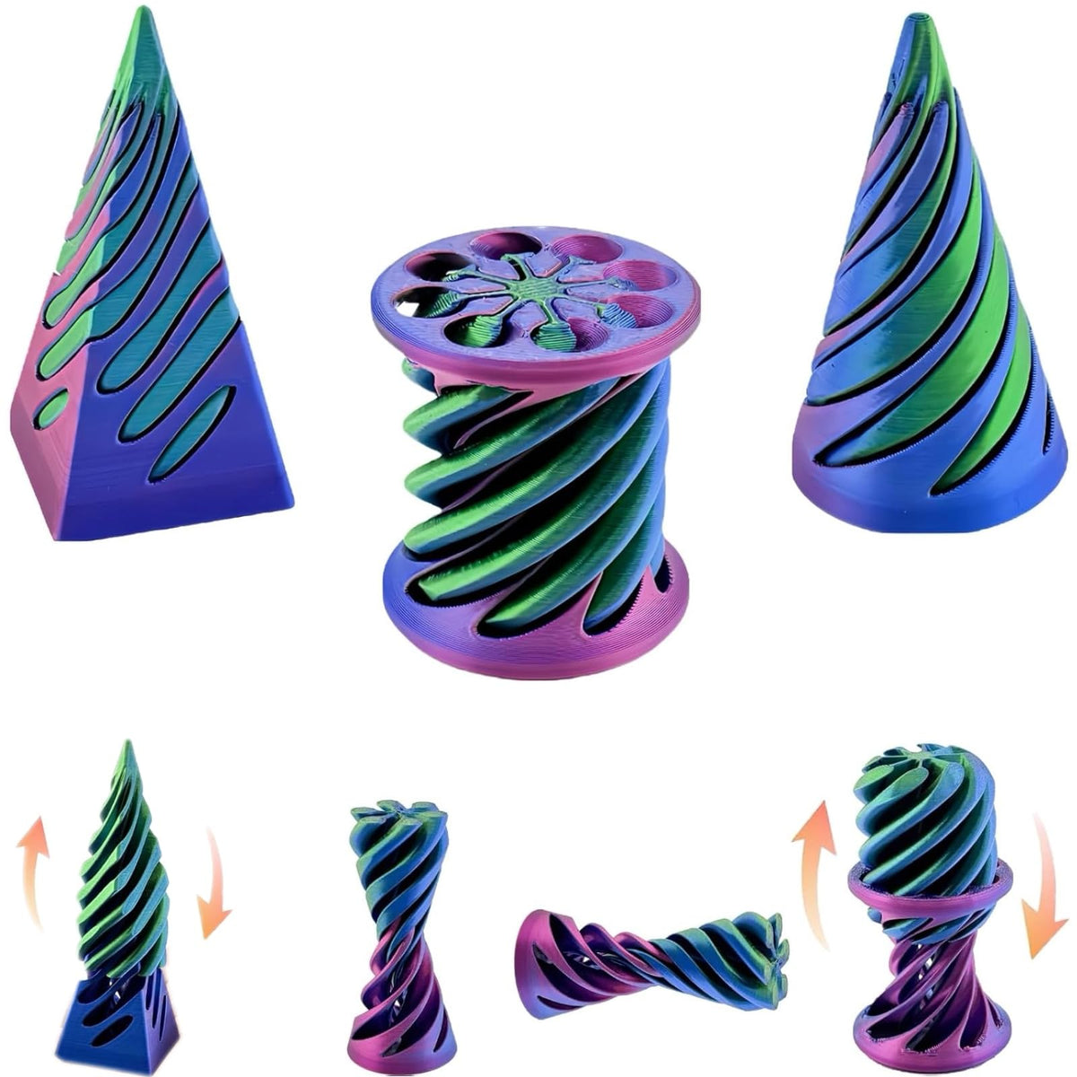 Lyzbbsoy 3 Packs Impossible Cone | Spiral Cone Fidget Toy – 3D Printed Desktop Decor & Focus Support
