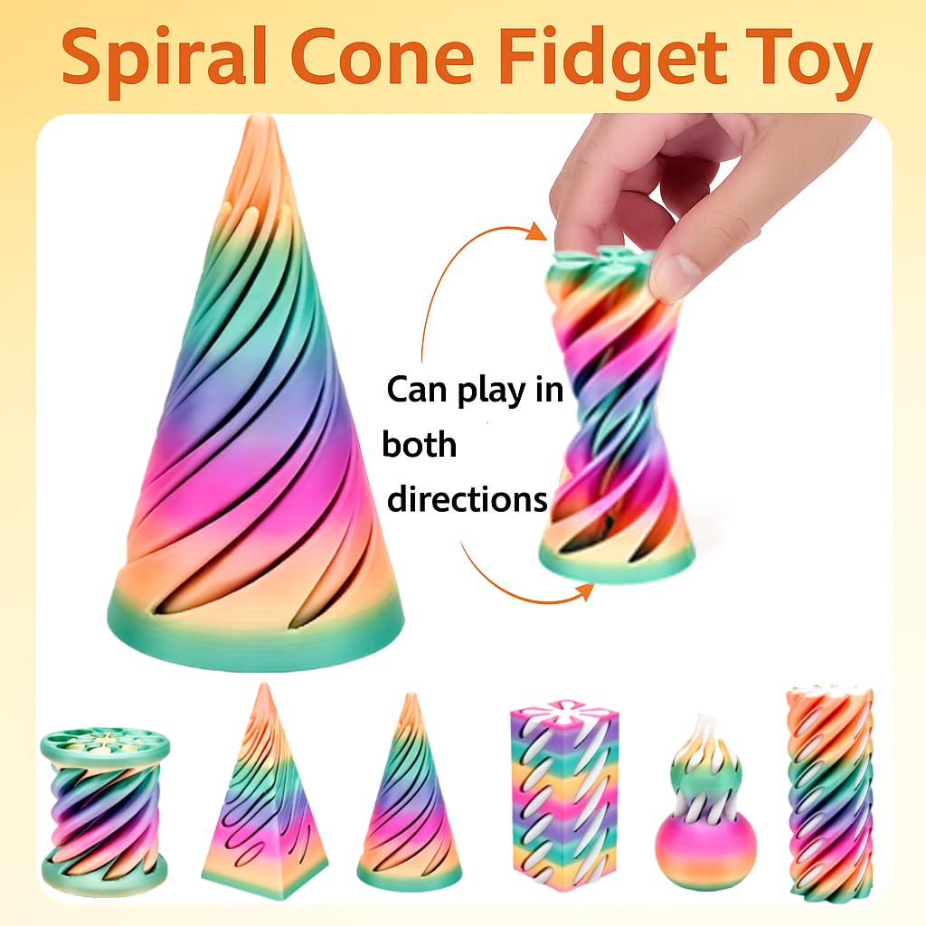 Lyzbbsoy Impossible Cone Fidget Toy – 3D Printed Spiral Pyramid (6 Pack)