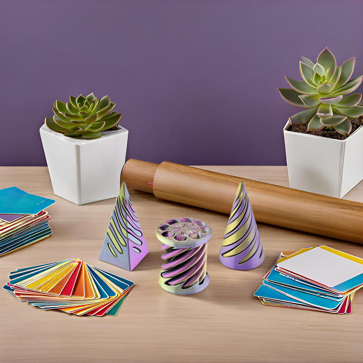 Lyzbbsoy Impossible Cone Spiral Fidget Toy – 3-Pack 3D Printed Vortex Pyramid for Desk Decor