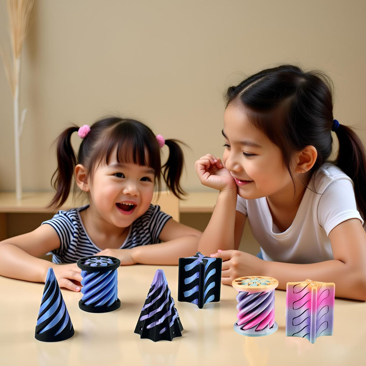 LYZBBSOY 4-Pack Impossible Cone Fidget Toy – Spiral 3D Printed Pyramid