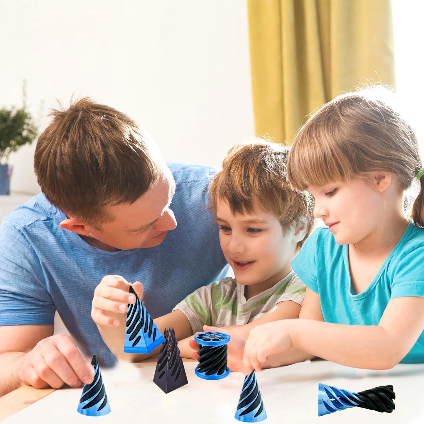 Lyzbbsoy 6Pcs Spiral Cone Fidget Toy – Impossible Cone & Pyramid Passthrough, 3D Printed Desk Deco