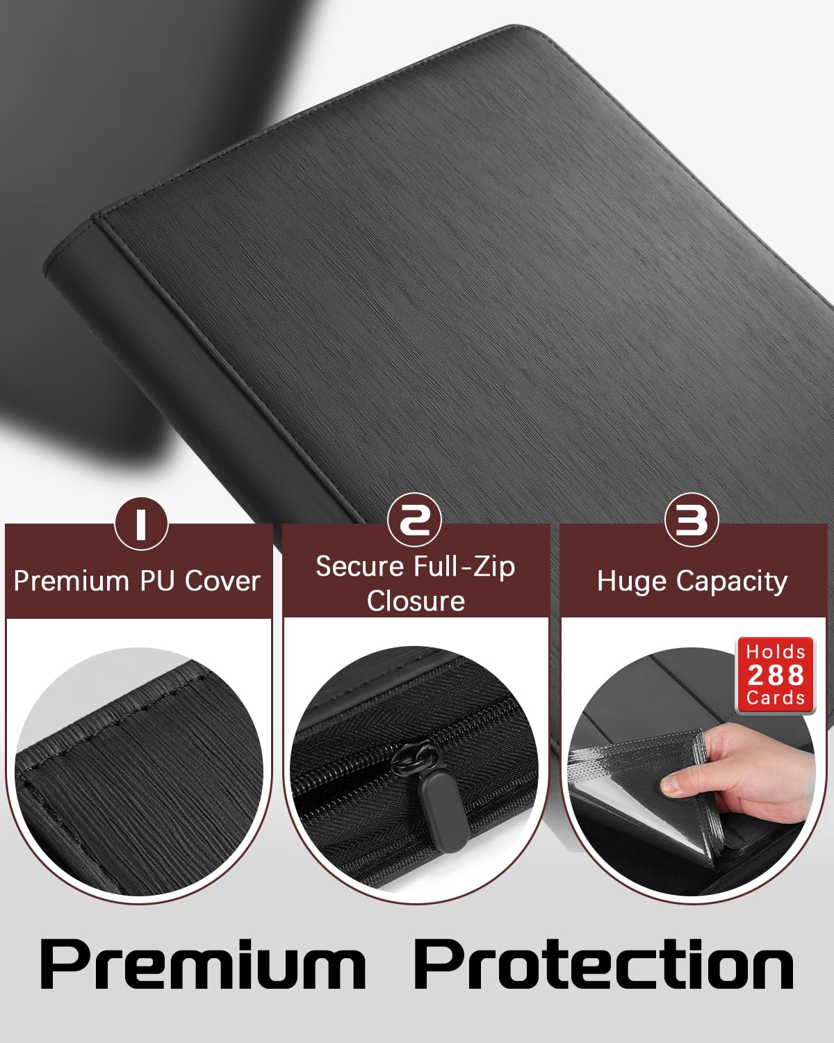 Lzerking 2 Pack Top Loader Binder – 576 Card Capacity, PU Leather, Waterproof & Acid-Free