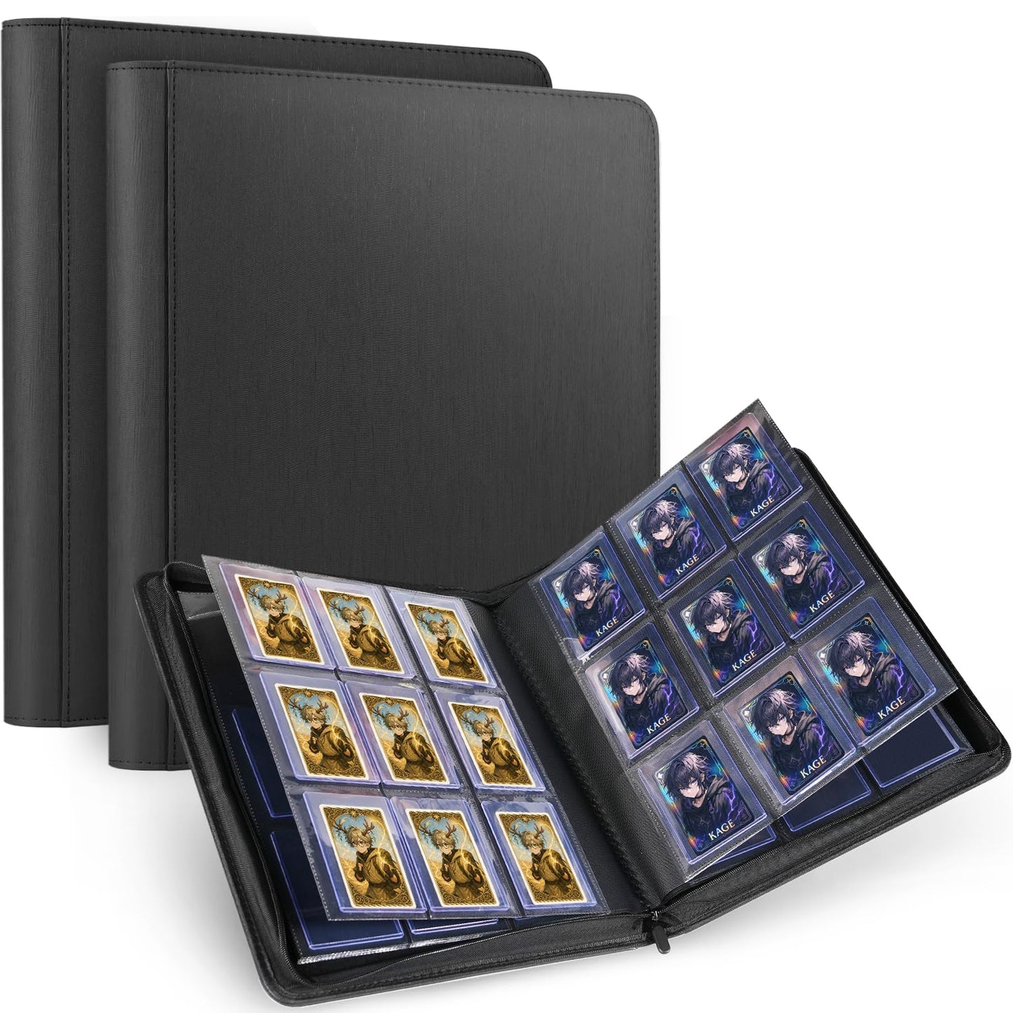 Lzerking 2 Pack Top Loader Binder – 576 Card Capacity, PU Leather, Waterproof & Acid-Free