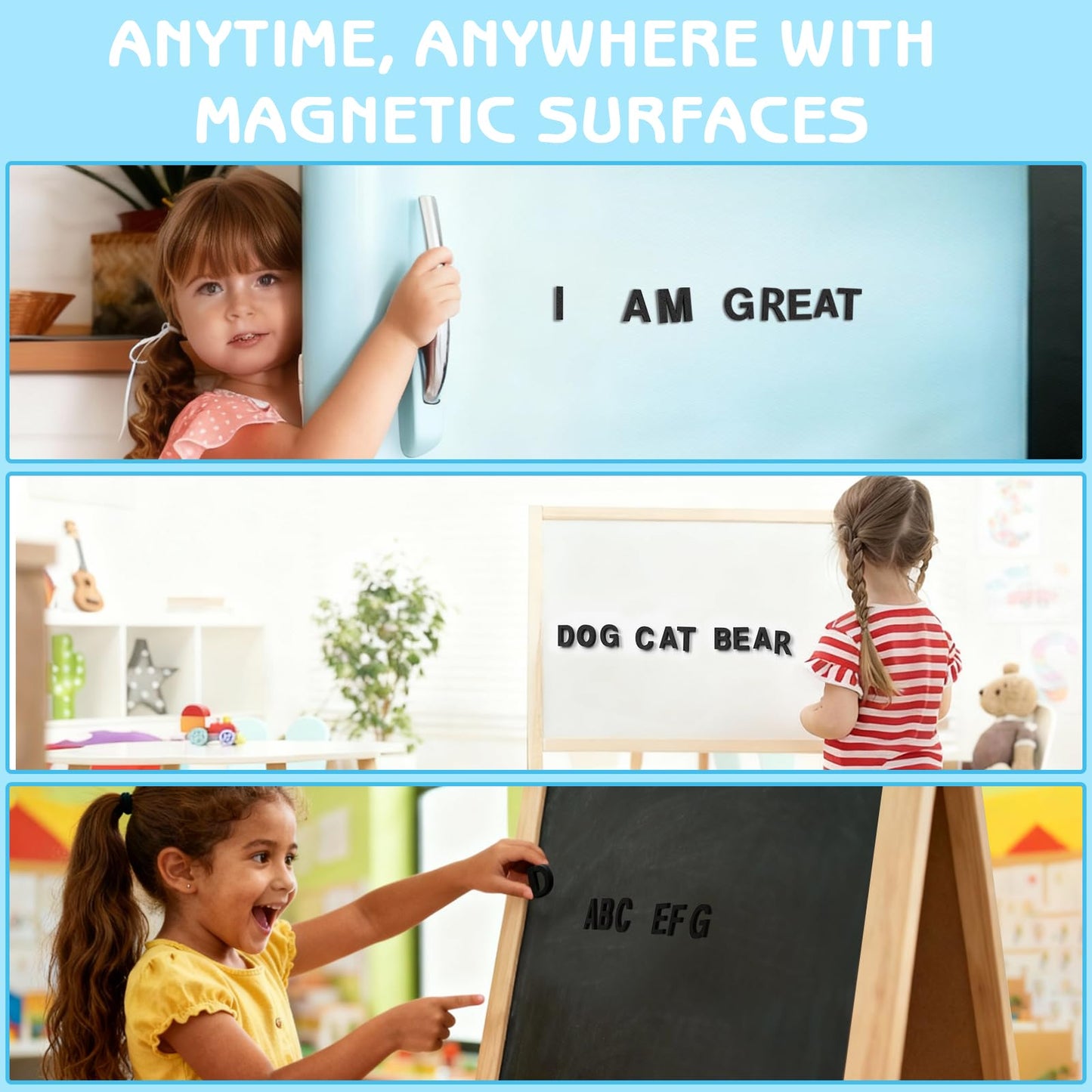 Lzttyee 117-Piece Magnetic Alphabet Letters - EVA Foam Black for Fridge & Whiteboard