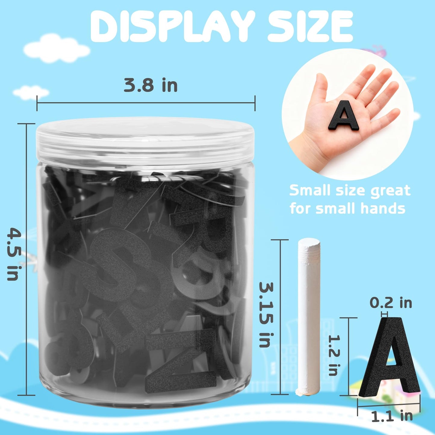 Lzttyee 117-Piece Magnetic Alphabet Letters - EVA Foam Black for Fridge & Whiteboard