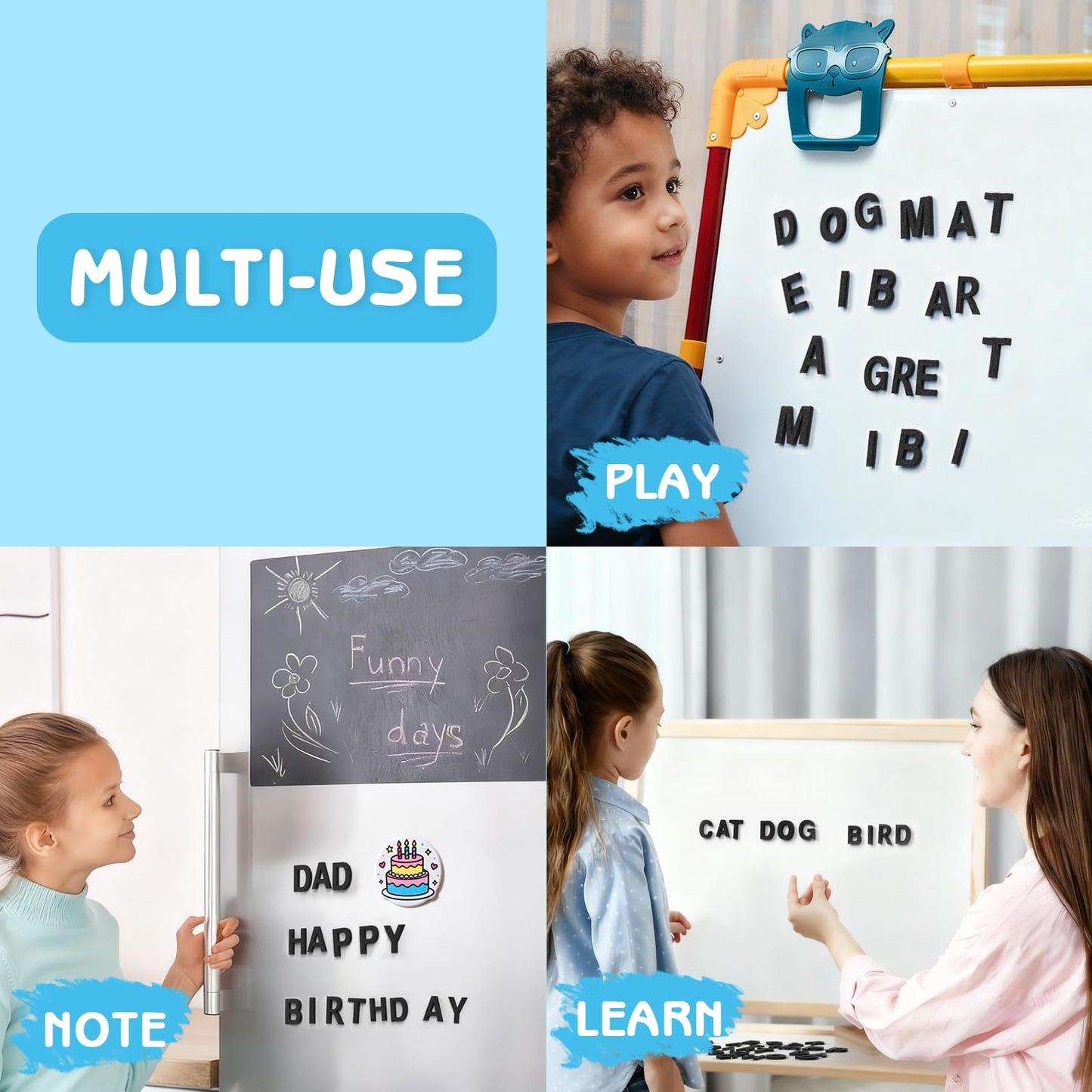 Lzttyee 117-Piece Magnetic Alphabet Letters - EVA Foam Black for Fridge & Whiteboard
