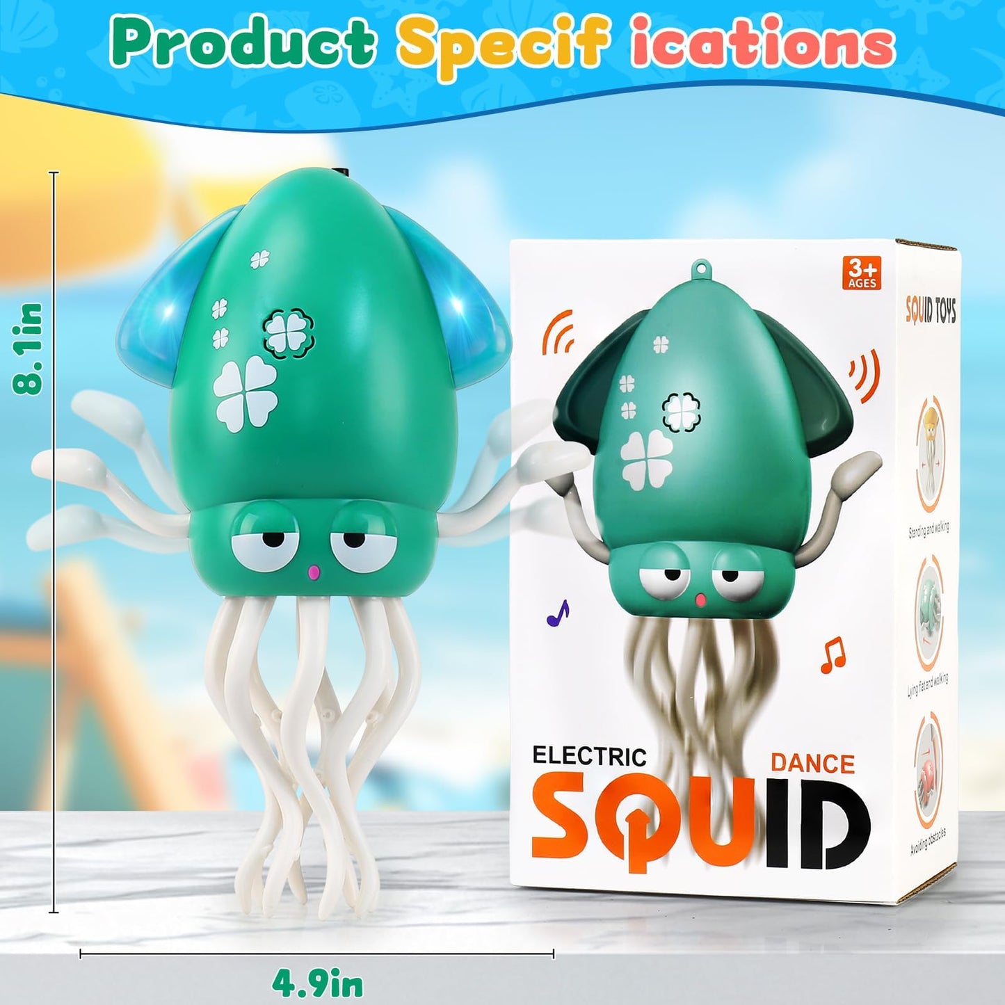 LZZAPJ Electric Dancing Octopus Light Toy for Babies 12-18 Months – Green