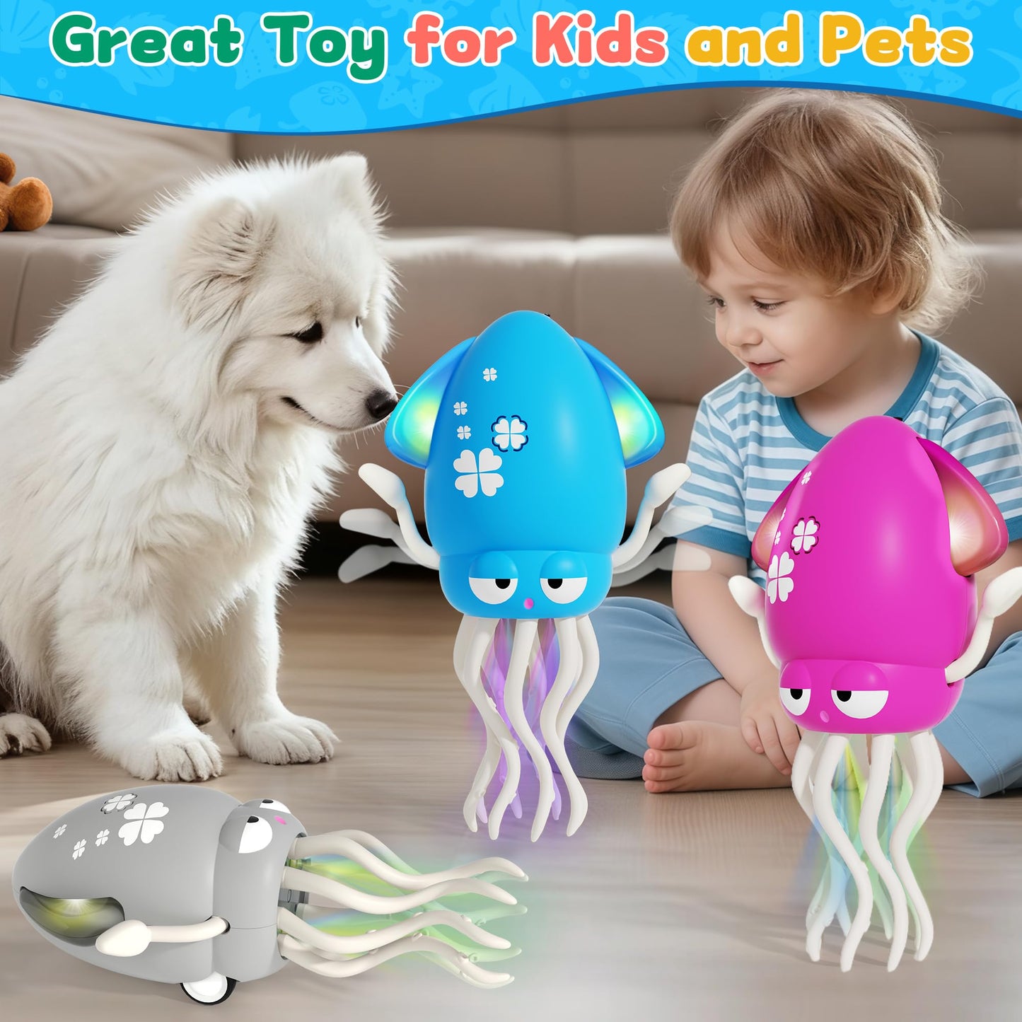 LZZAPJ Electric Dancing Octopus Toy – Lights, Music & Crawling Fun for Babies 12-18 Months