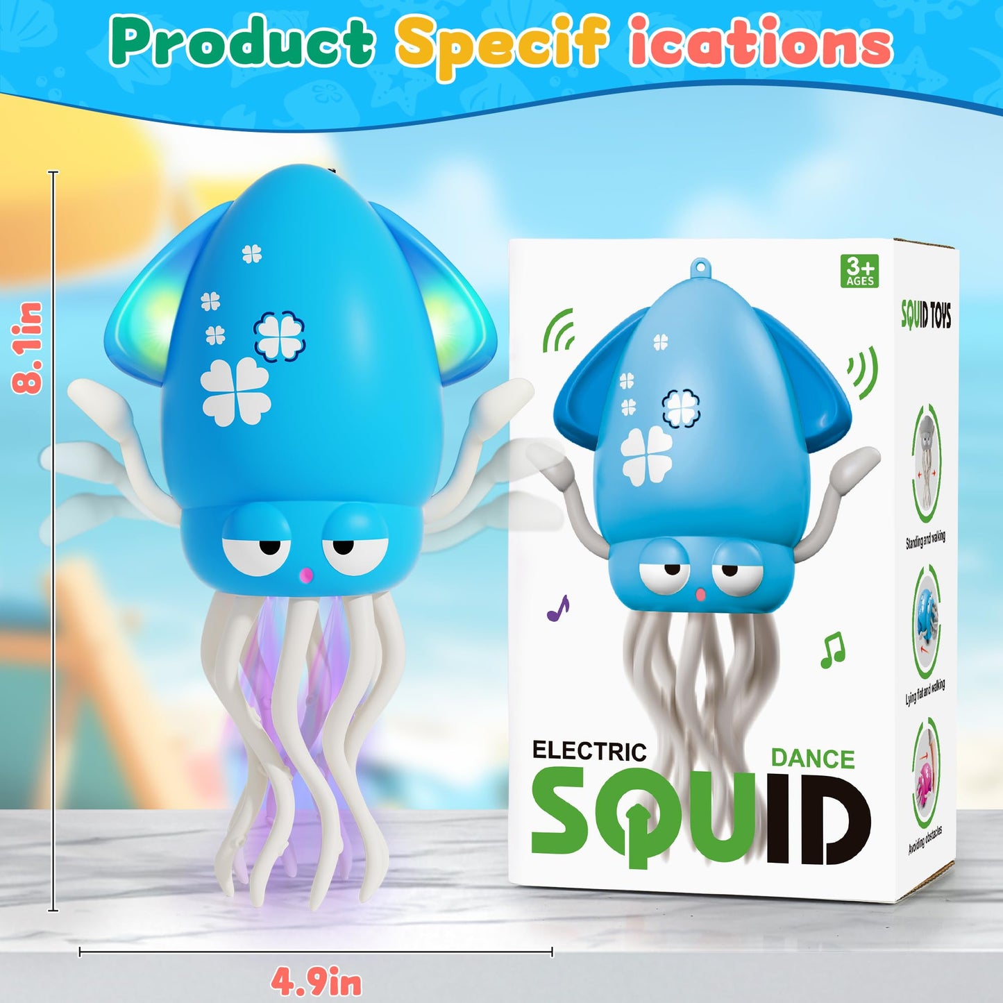 LZZAPJ Electric Dancing Octopus Toy – Lights, Music & Crawling Fun for Babies 12-18 Months