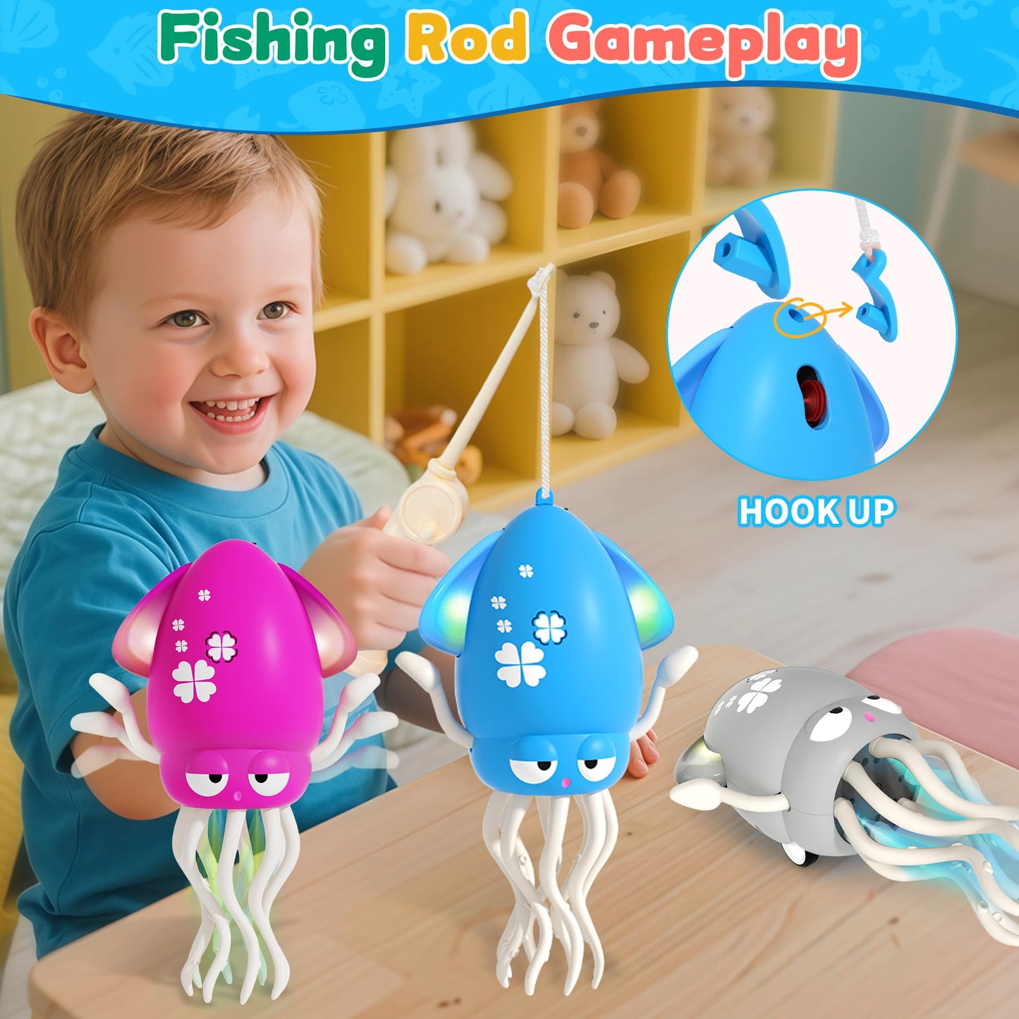 LZZAPJ Electric Dancing Octopus Toy – Lights, Music & Crawling Fun for Babies 12-18 Months