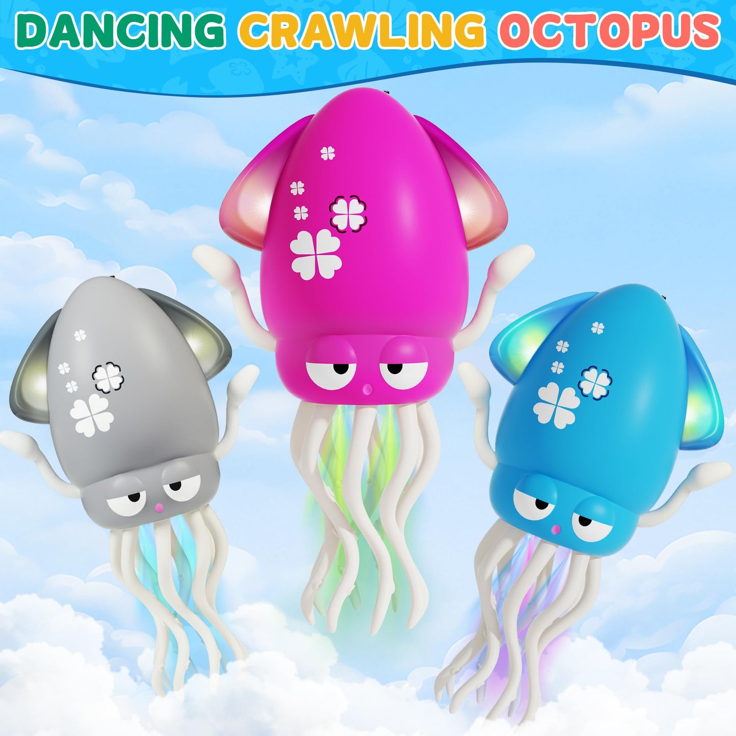 LZZAPJ Electric Dancing Octopus Toy – Lights, Music & Crawling Fun for Babies 12-18 Months