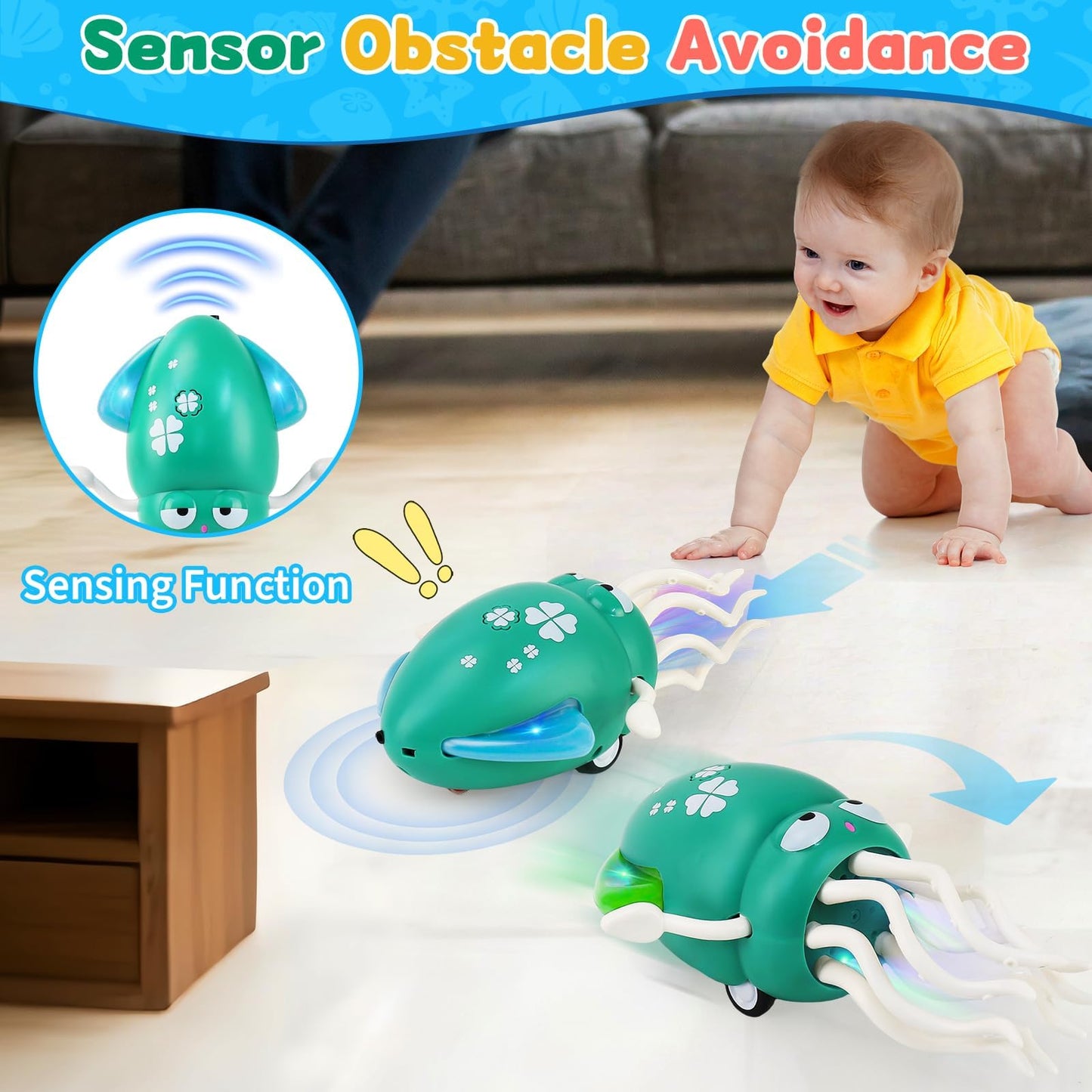 LZZAPJ Electric Dancing Octopus Light Toy for Babies 12-18 Months – Green