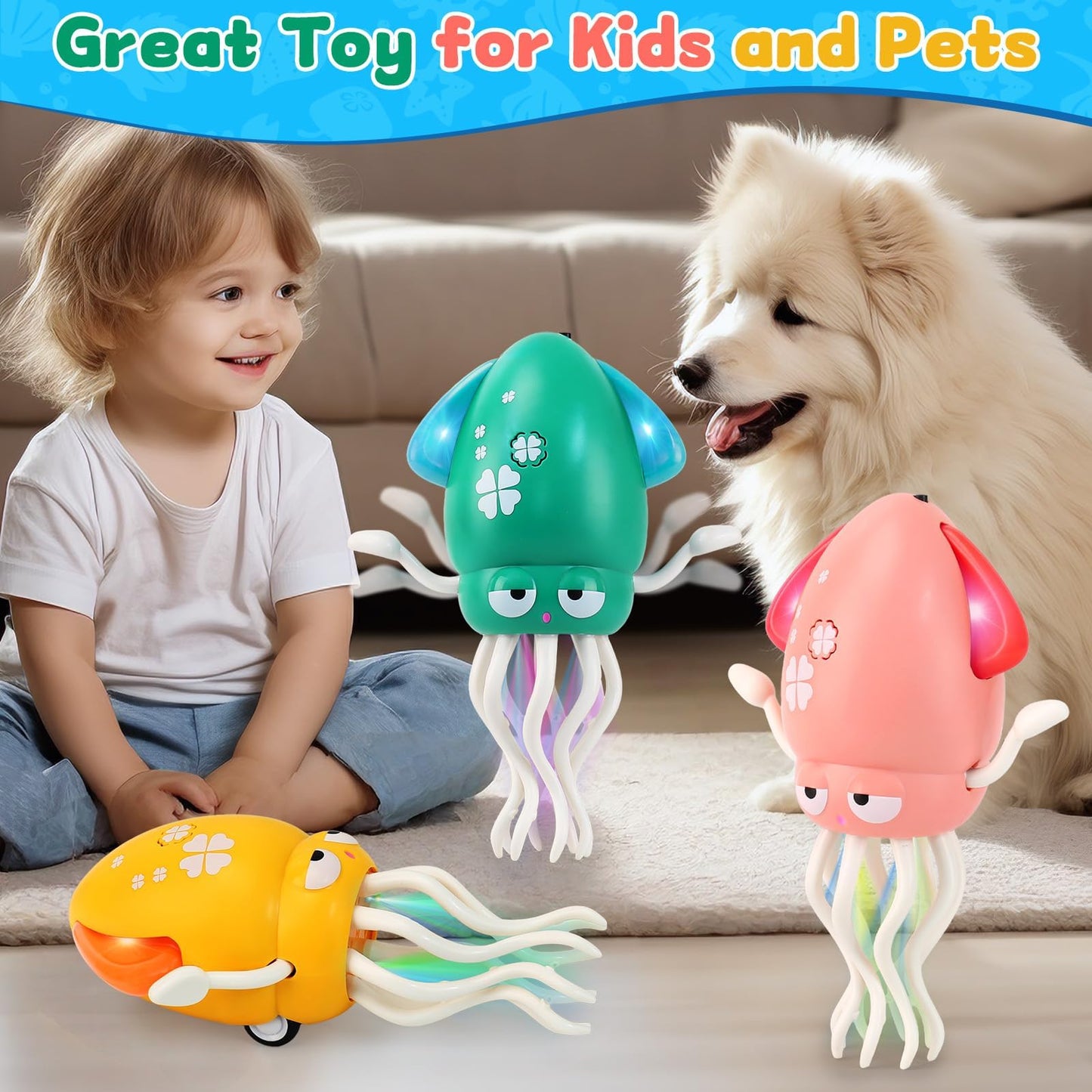 LZZAPJ Electric Dancing Octopus Toy – Lights, Music & USB Rechargeable, 12–18 Months