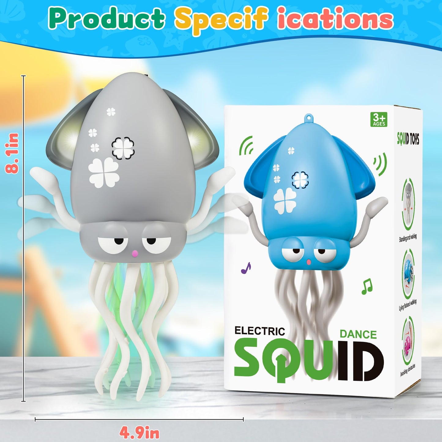 LZZAPJ Electric Dancing Octopus Light Music Toy for Babies 12-18 Months