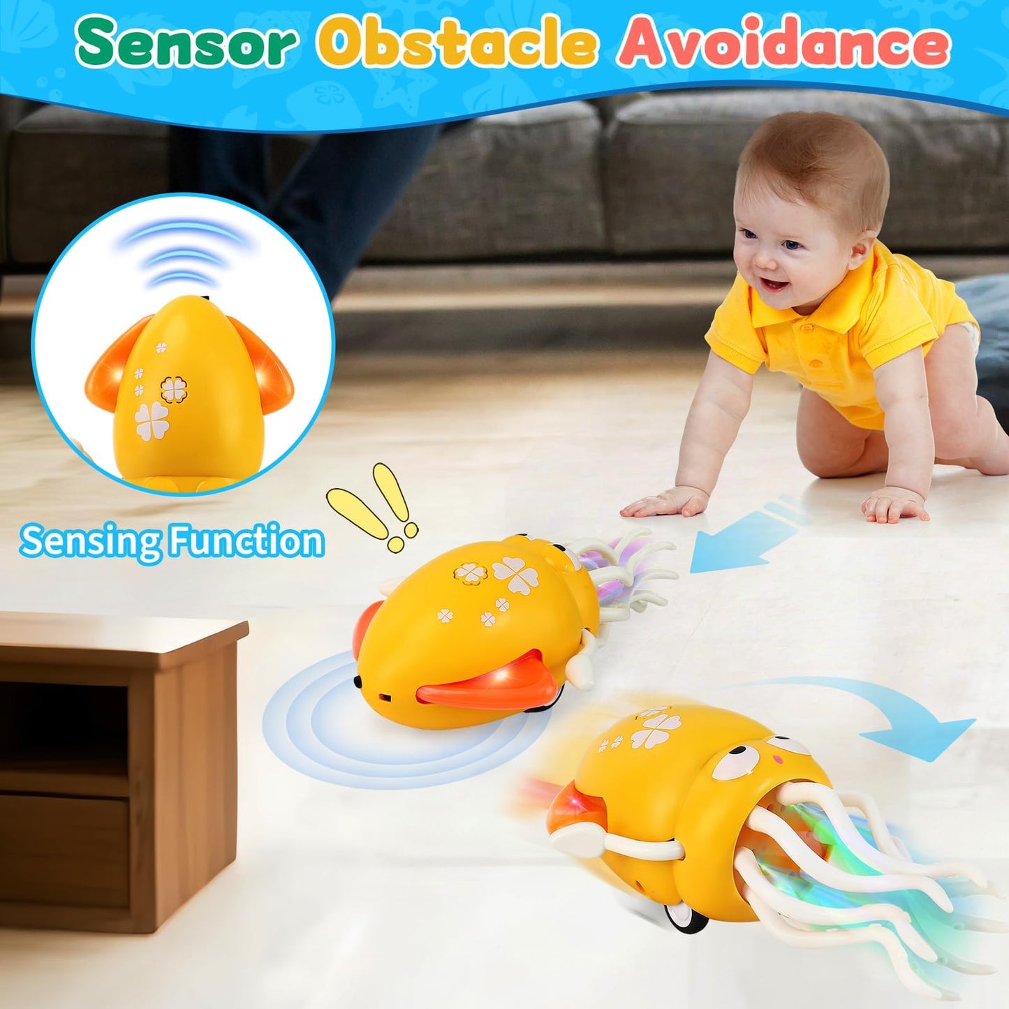 LZZAPJ Electric Dancing Octopus Toy – Light & Music for Babies 6-12 Months | USB Rechargeable