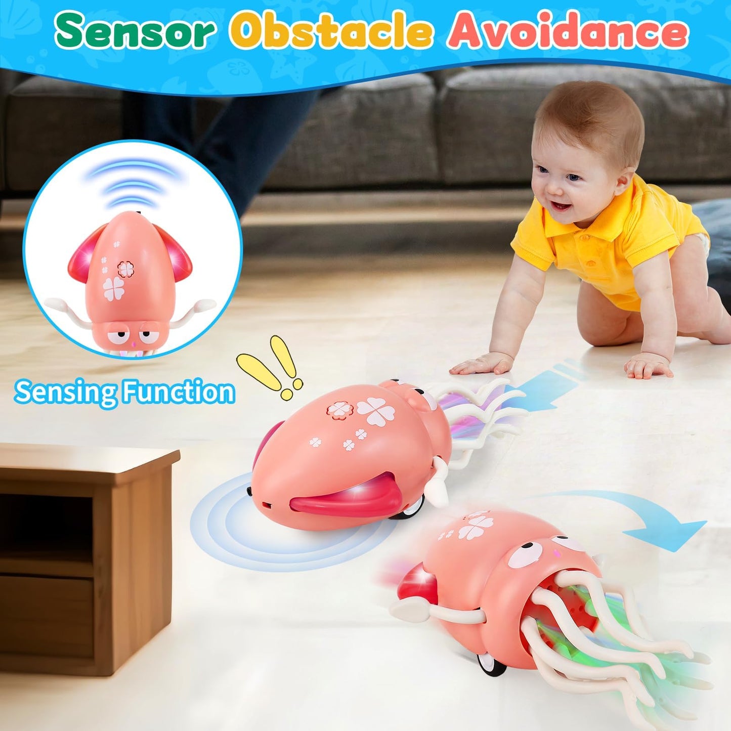 LZZAPJ Electric Dancing Octopus Toy – Lights, Music & USB Rechargeable, 12–18 Months