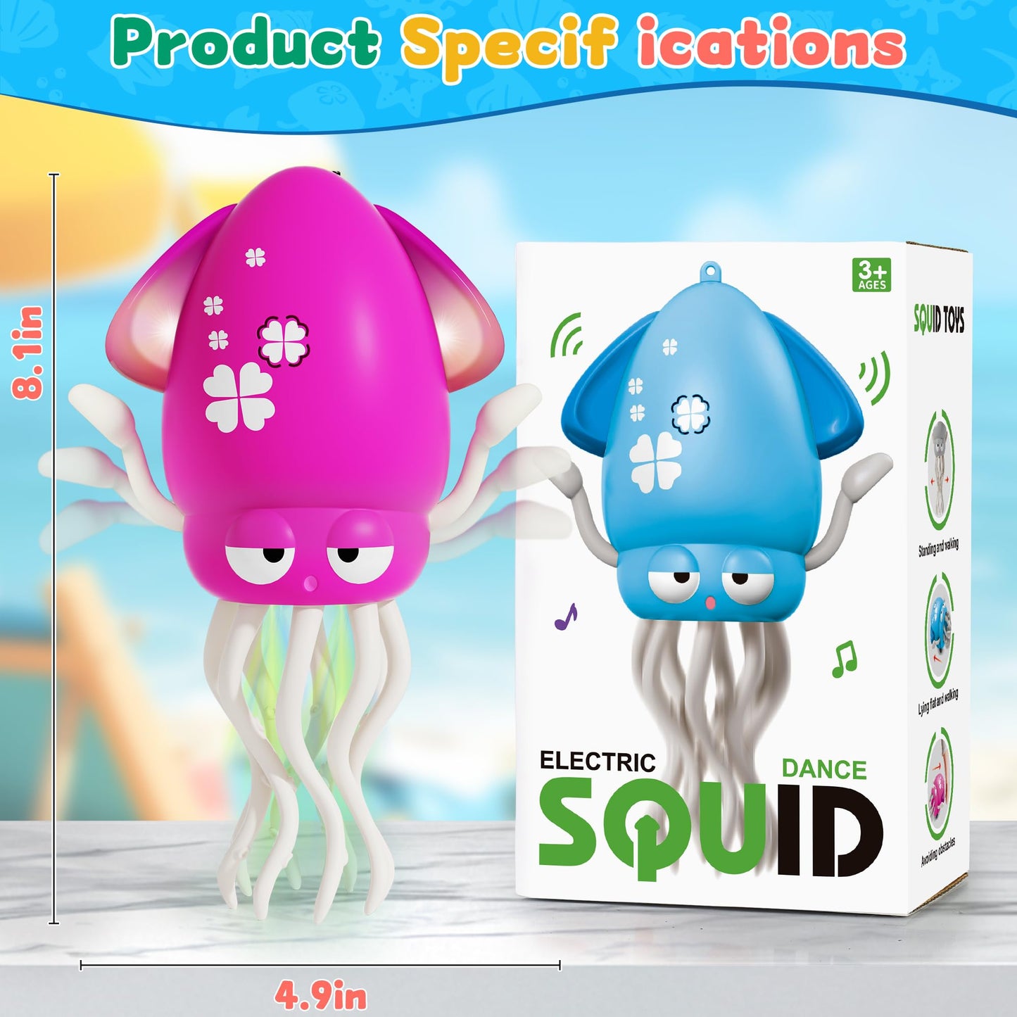LZZAPJ Electric Dancing Octopus Light Music Toy for Babies 12-18 Months | USB Rechargeable, Obstacle-Sensing Crawling