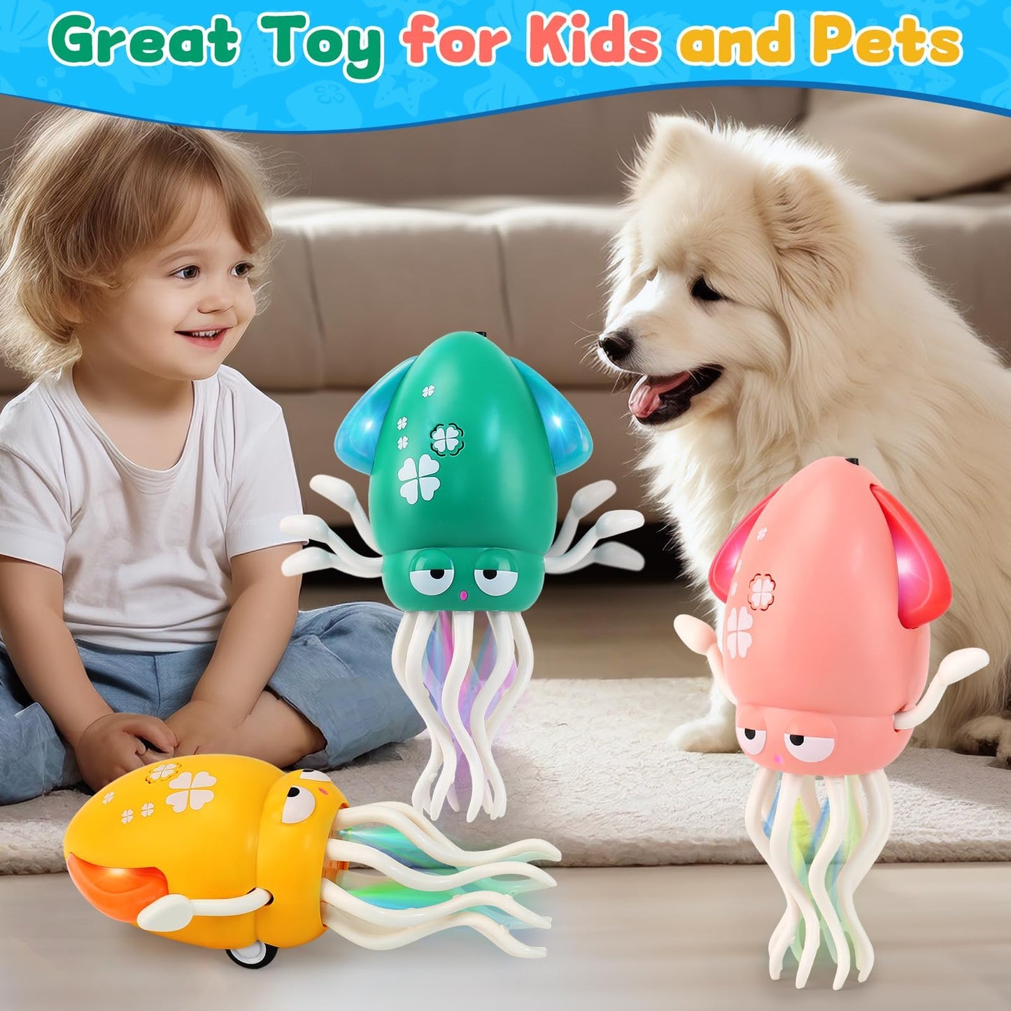 LZZAPJ Electric Dancing Octopus Toy – Light & Music for Babies 6-12 Months | USB Rechargeable