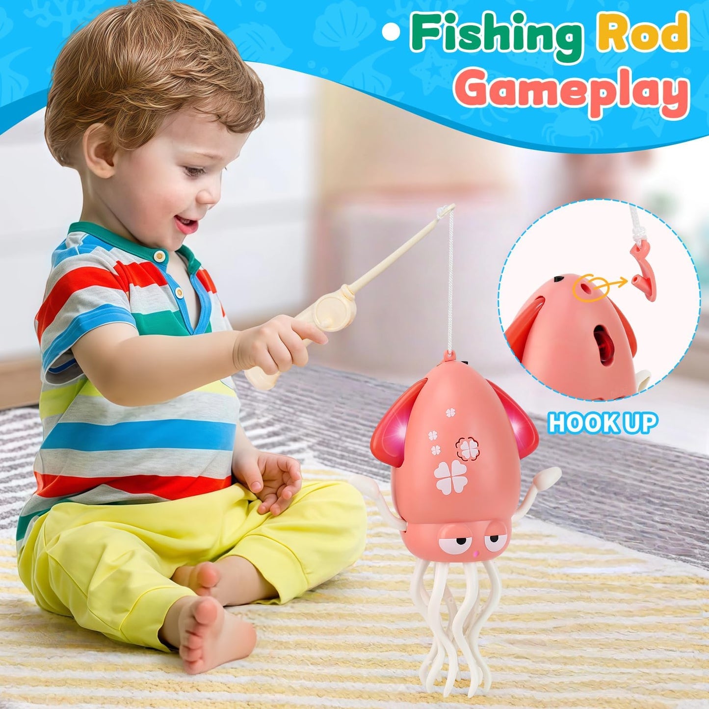 LZZAPJ Electric Dancing Octopus Toy – Lights, Music & USB Rechargeable, 12–18 Months