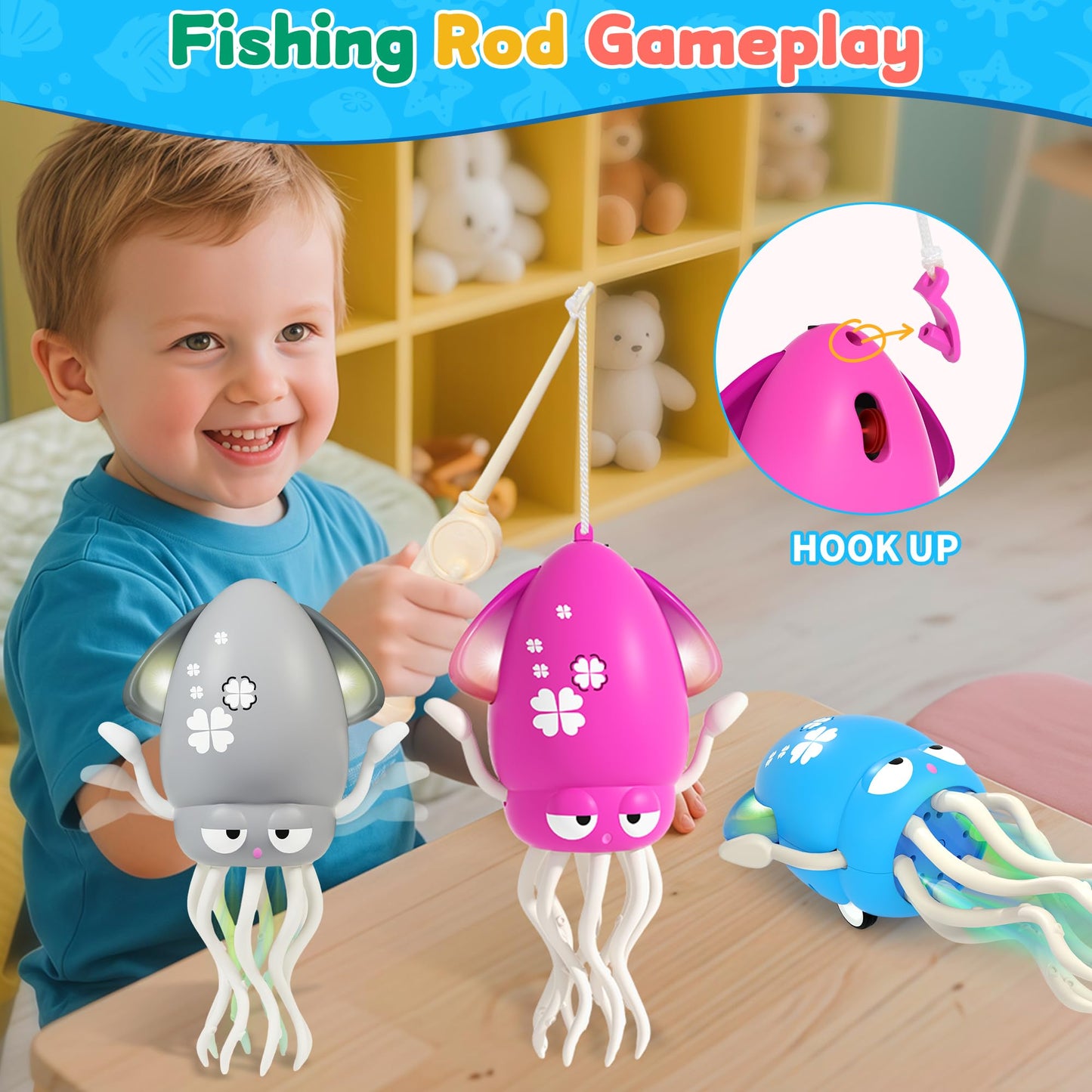LZZAPJ Electric Dancing Octopus Light Music Toy for Babies 12-18 Months | USB Rechargeable, Obstacle-Sensing Crawling
