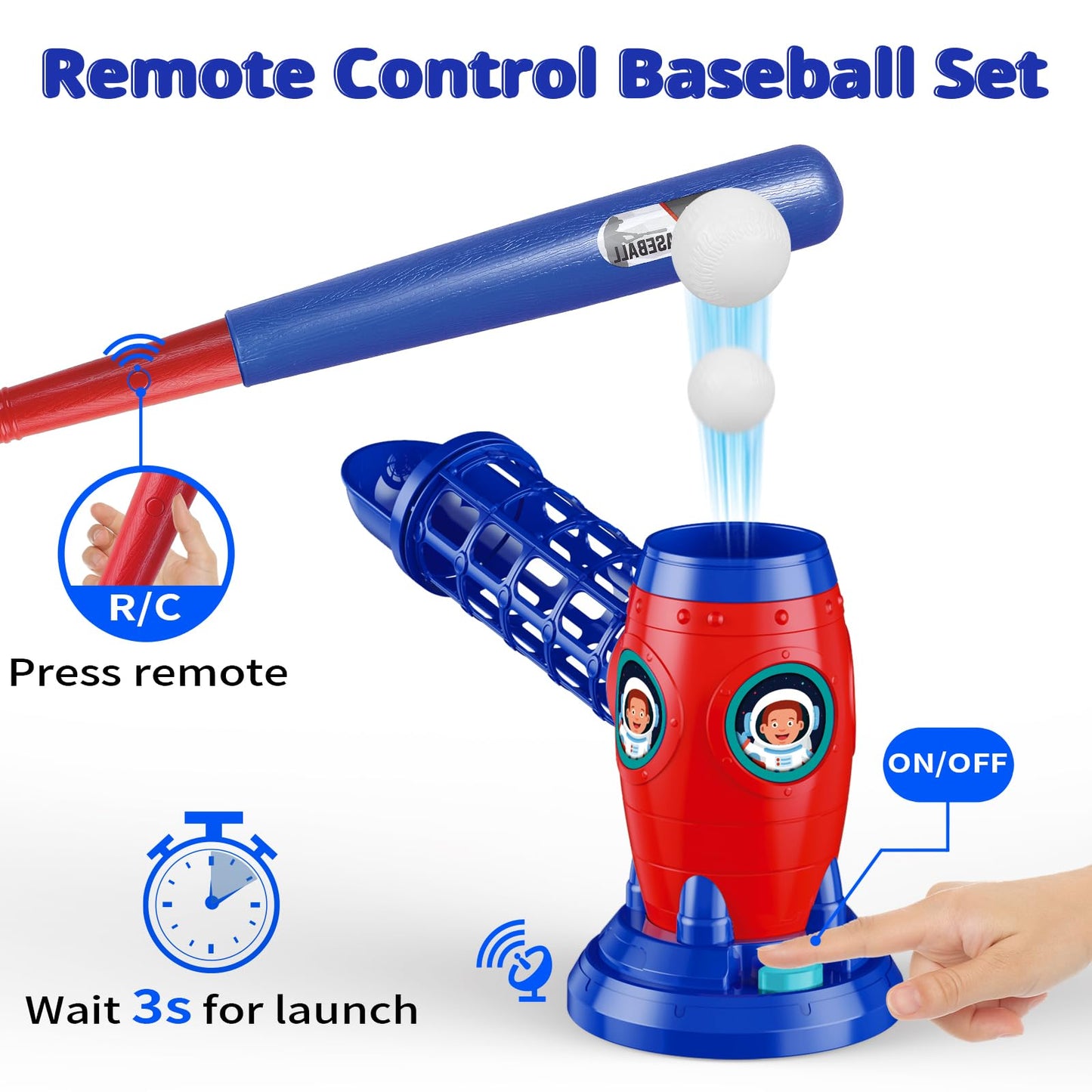 LZZAPJ T Ball Set for Kids 5-8 | Tee Ball with Launcher & Extendable Bat