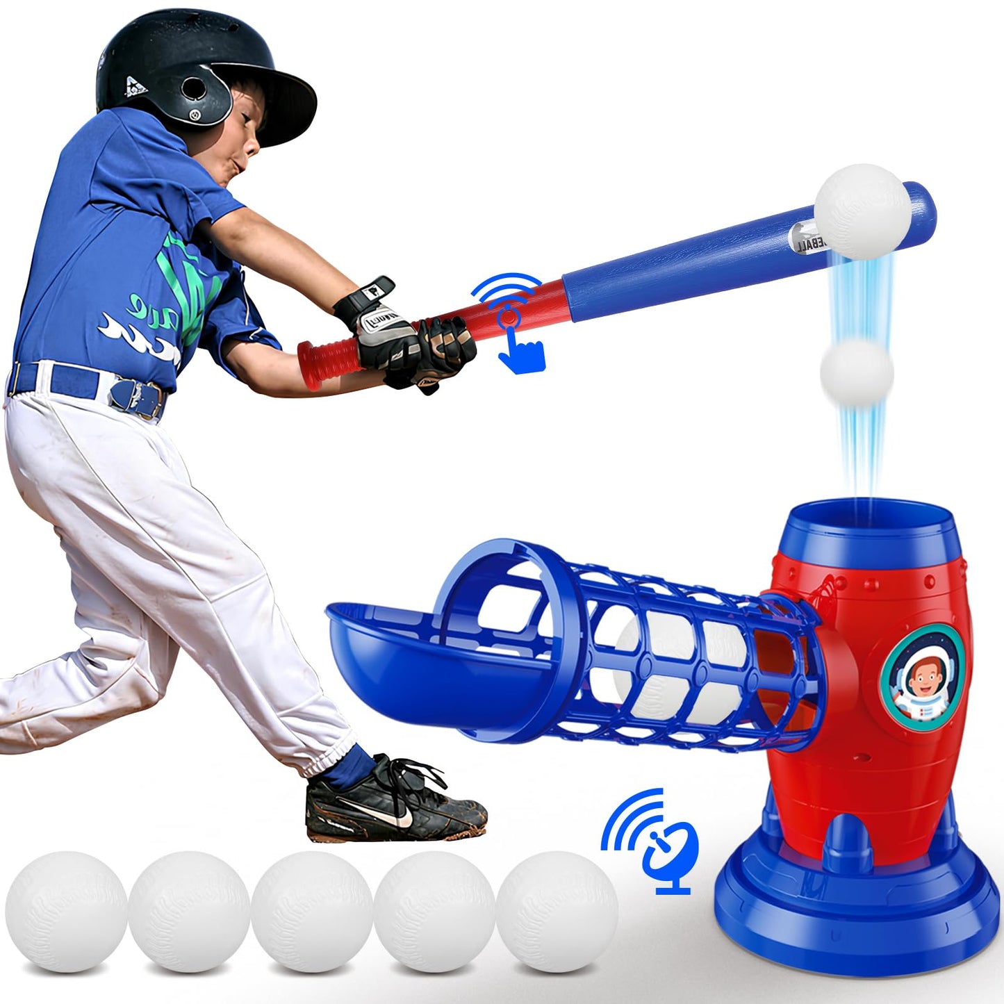 LZZAPJ T Ball Set for Kids 5-8 | Tee Ball with Launcher & Extendable Bat