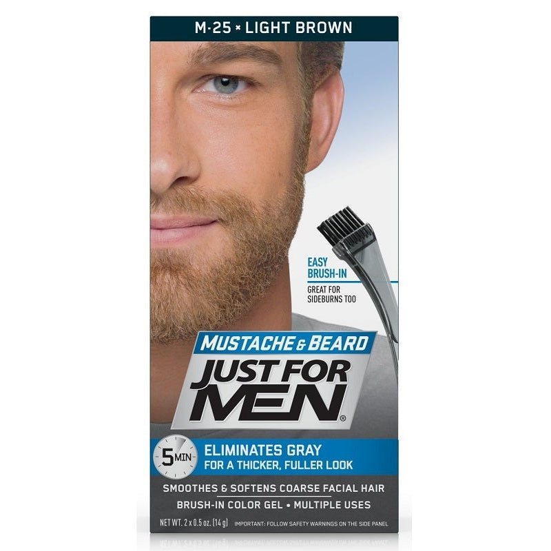 Just For Men Mustache & Beard Brush-In Color for Natural Grey Blending Kit for Men