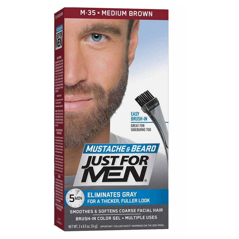 Just For Men Mustache & Beard Brush-In Color for Natural Grey Blending Kit for Men