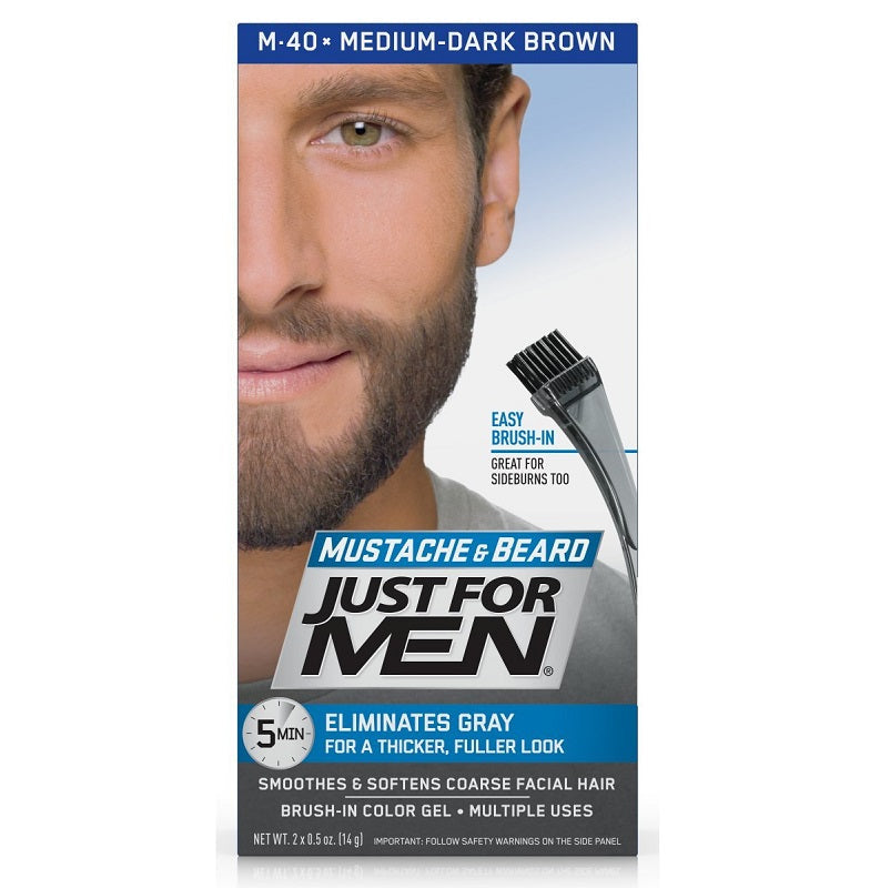 Just For Men Mustache & Beard Brush-In Color for Natural Grey Blending Kit for Men