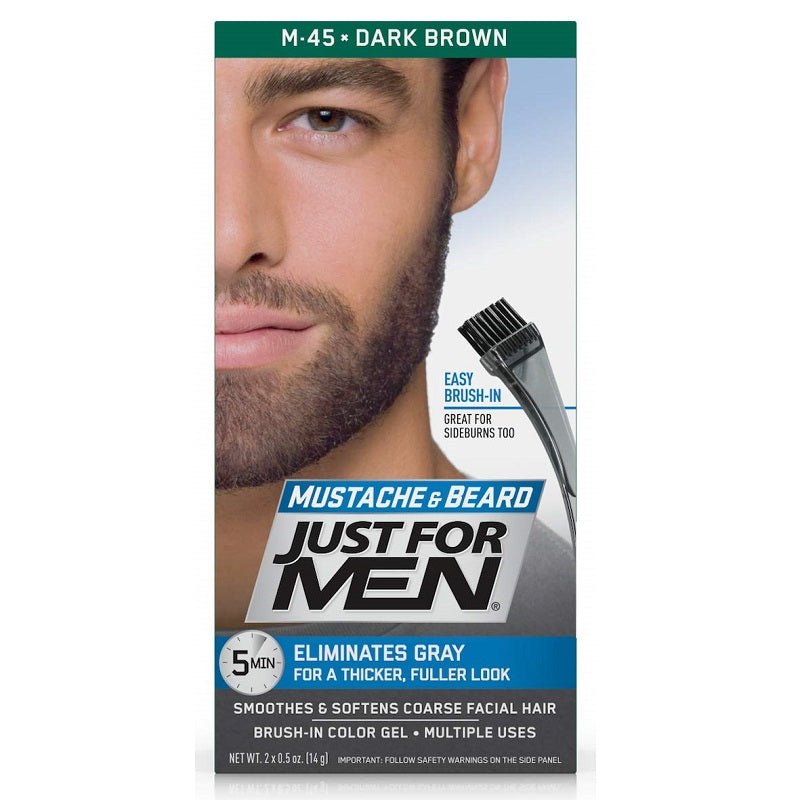 Just For Men Mustache & Beard Brush-In Color for Natural Grey Blending Kit for Men
