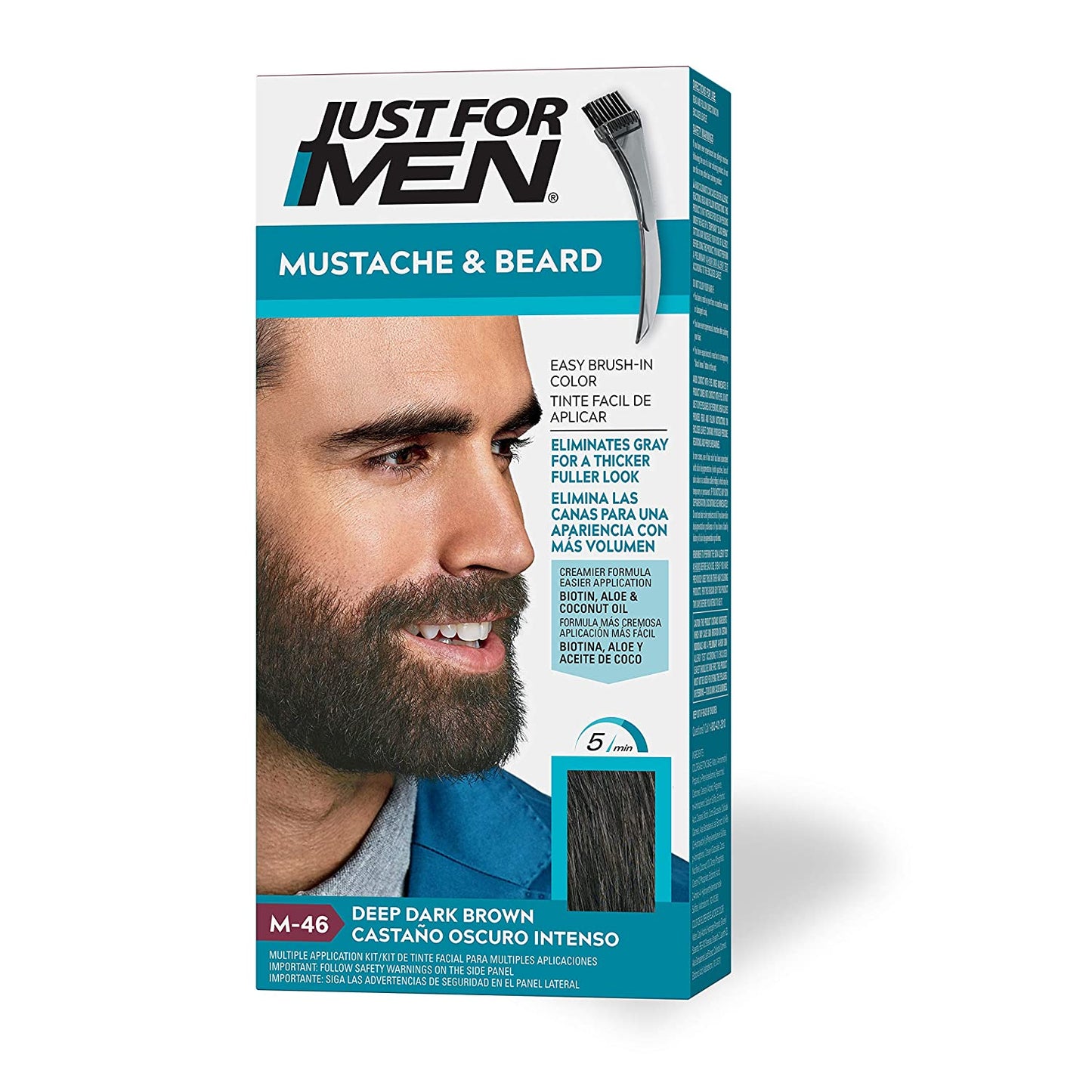 Just For Men Mustache & Beard Brush-In Color for Natural Grey Blending Kit for Men
