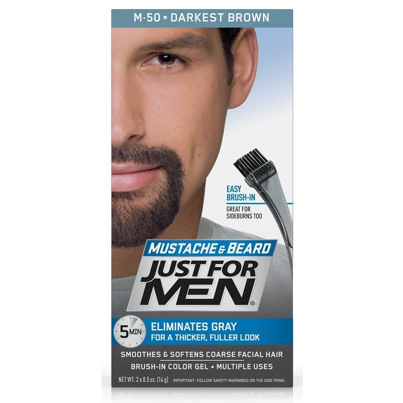 Just For Men Mustache & Beard Brush-In Color for Natural Grey Blending Kit for Men